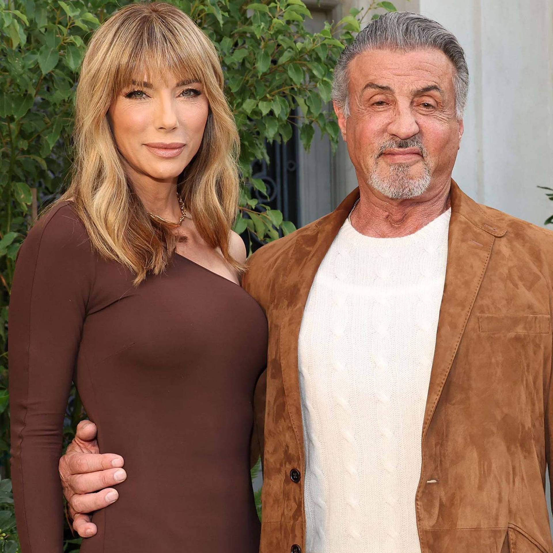 Sylvester Stallone Wife Brown Dress