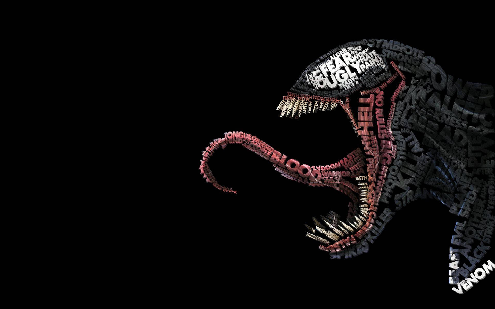 Symbiote Venom Calligram Artwork Background