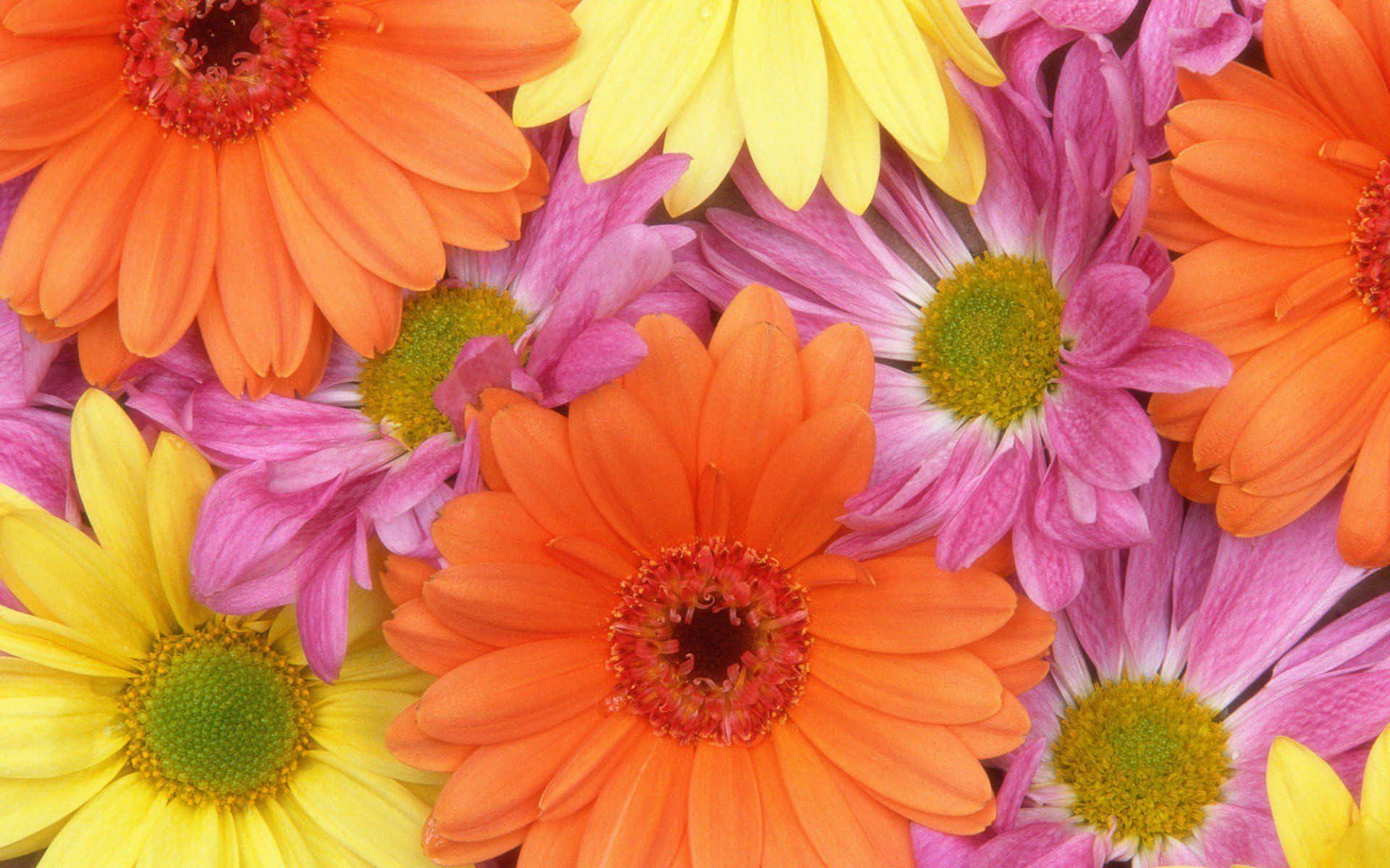 Symmetrical Colorful Daisies Background