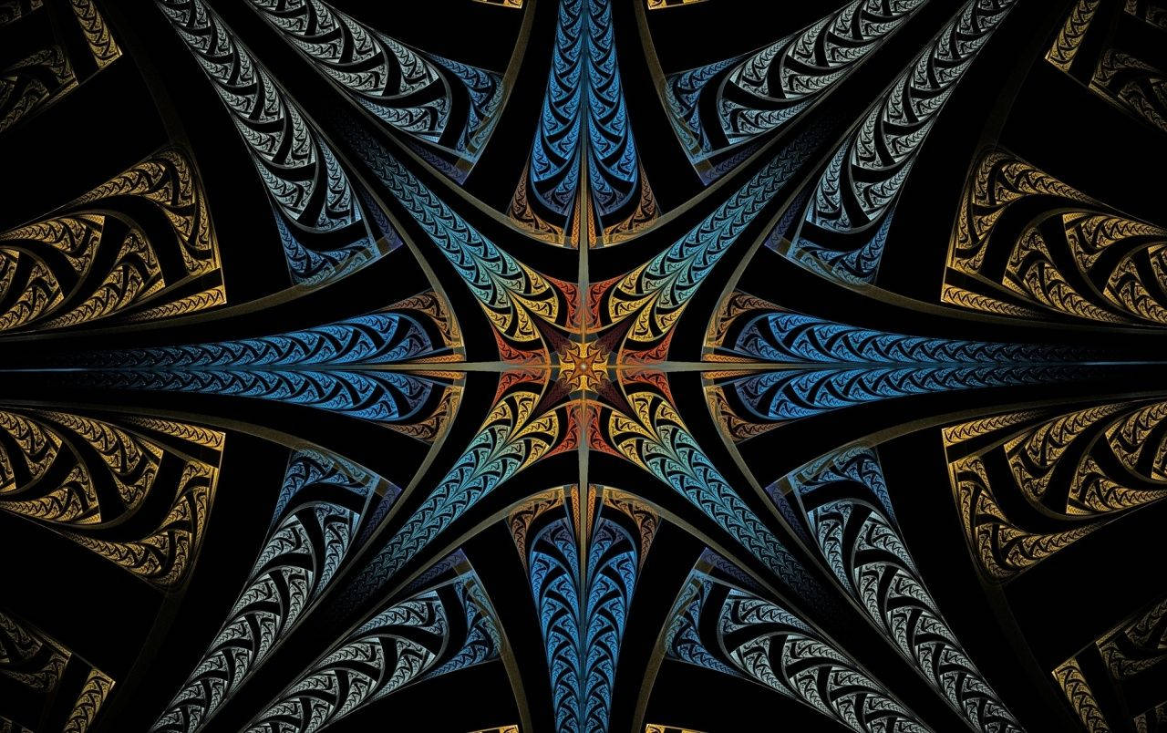 Symmetrical Shining Star Fractal Background