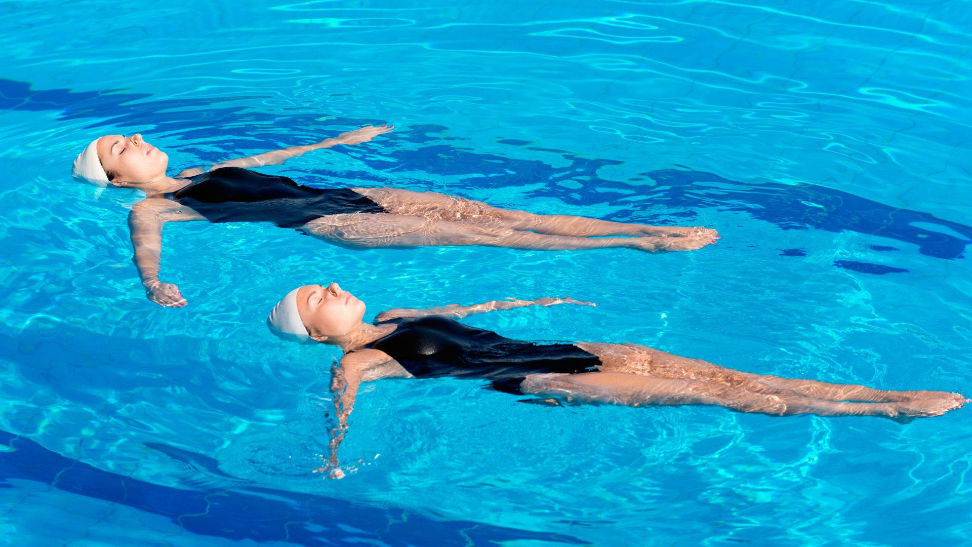 Synchronized Float On Water Artistic Swimming Background