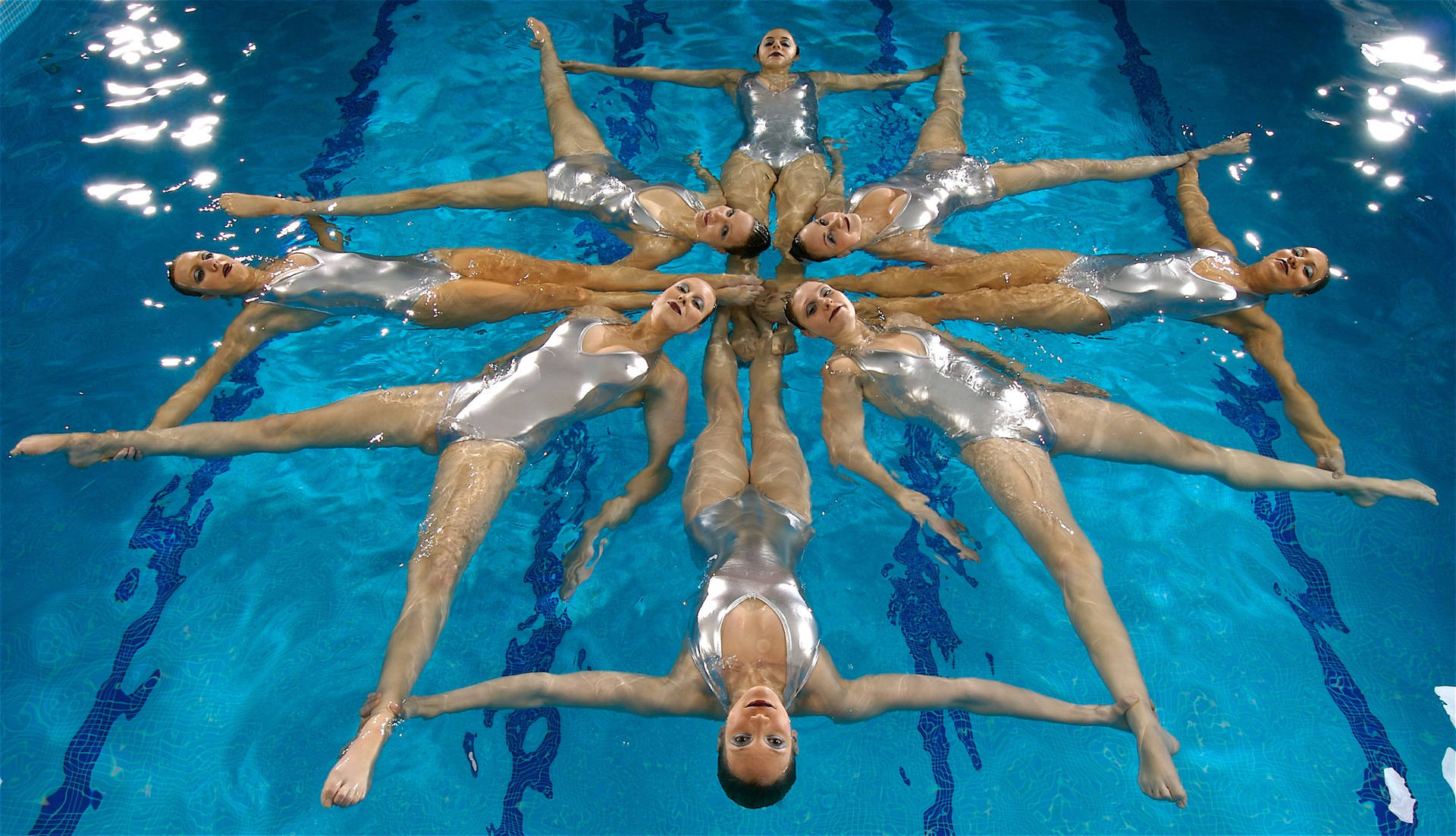 Synchronized Swimming Cross Shape Background