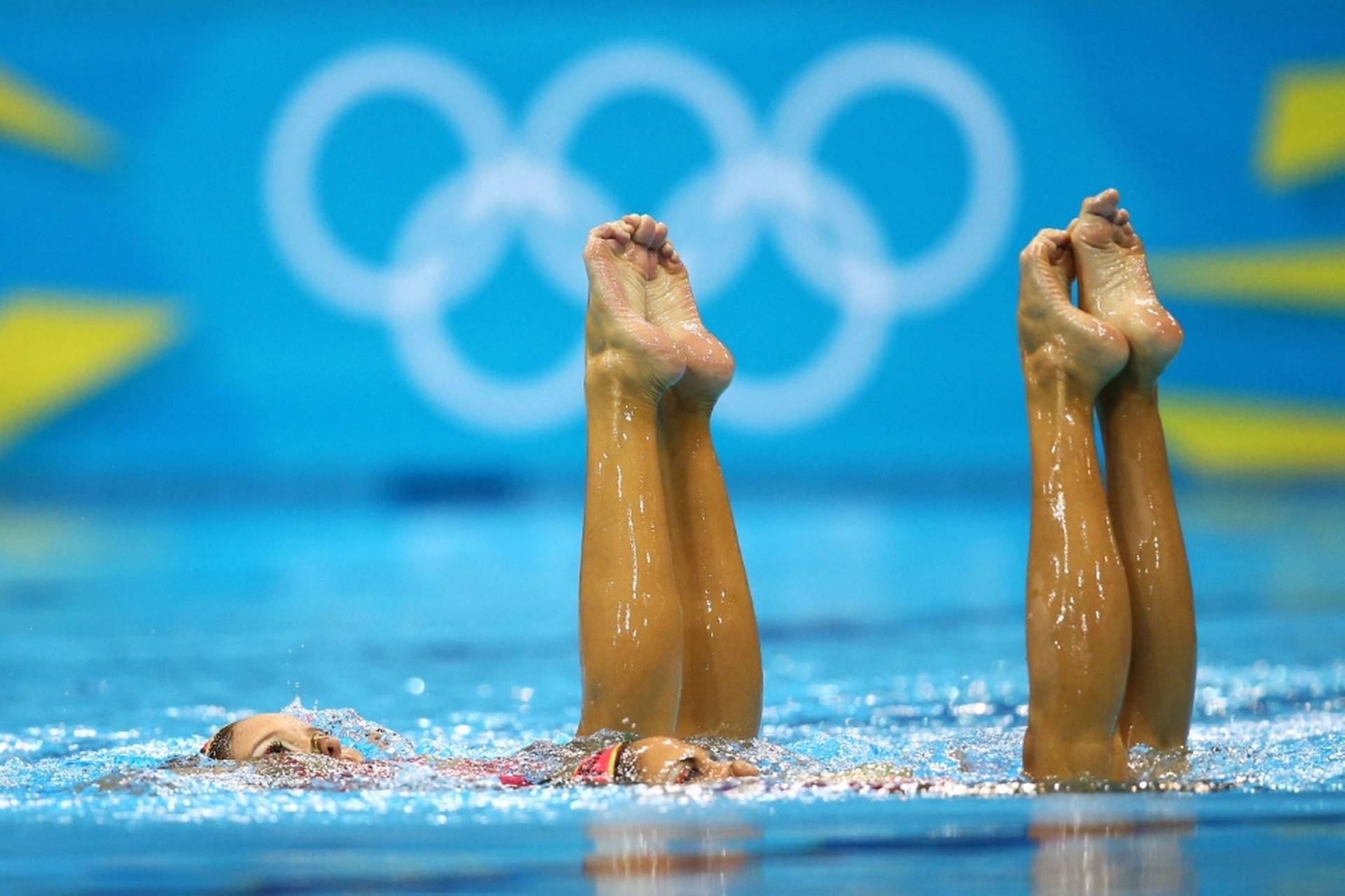 Synchronized Swimming Feet Raised Background