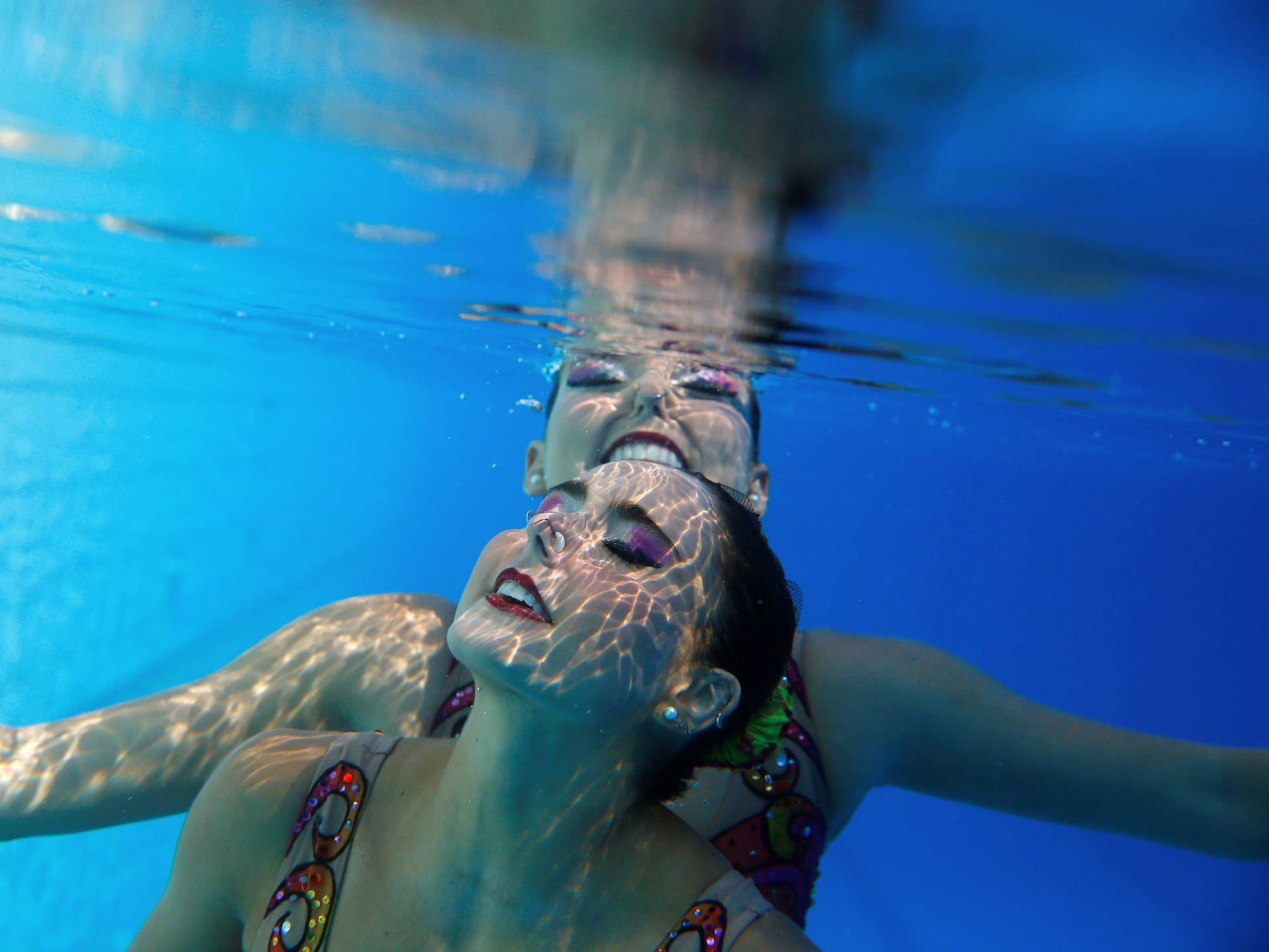 Synchronized Swimming Underwater Shot Background