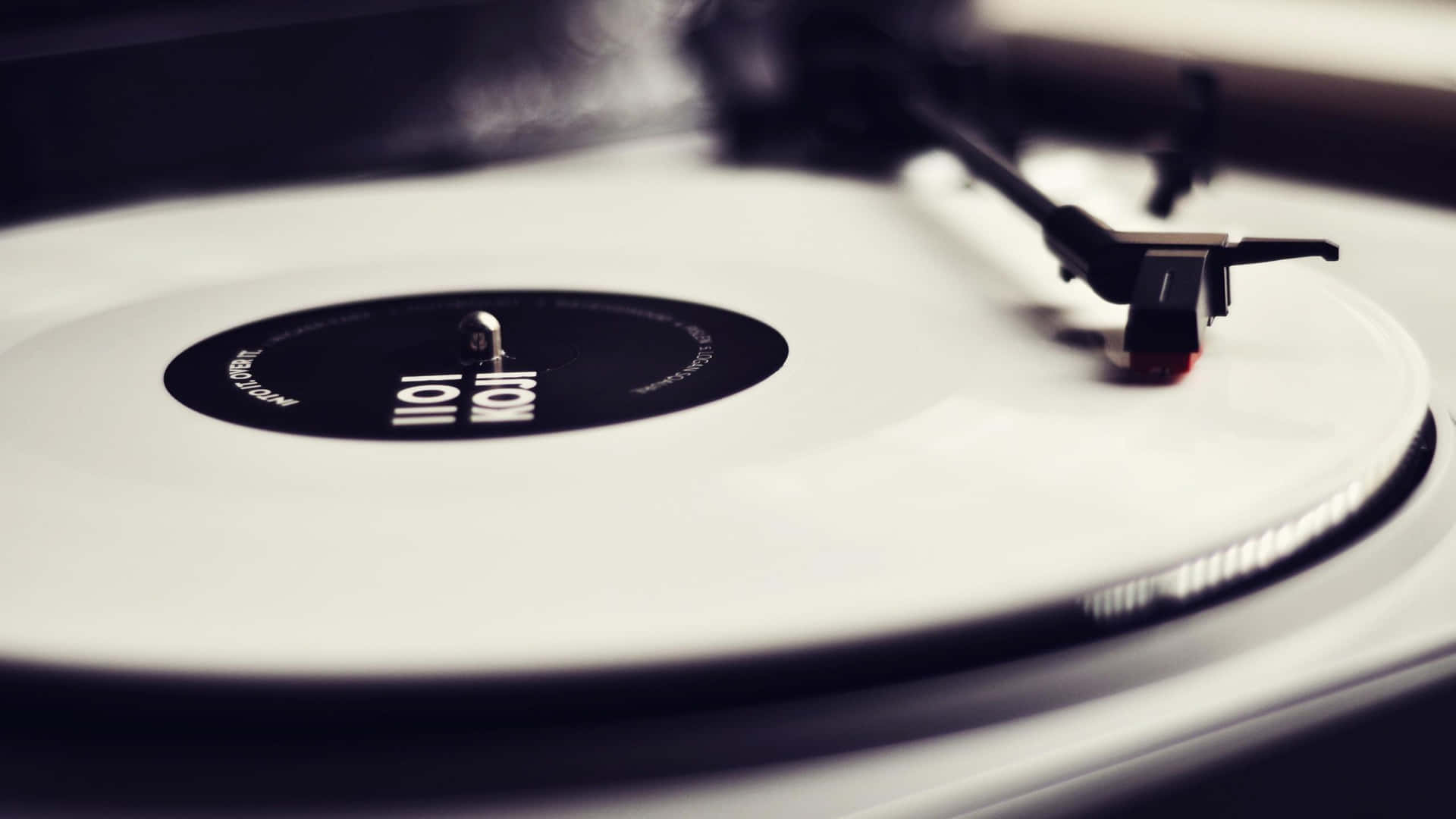 Synthetic Disc Record Player In Black And White Background