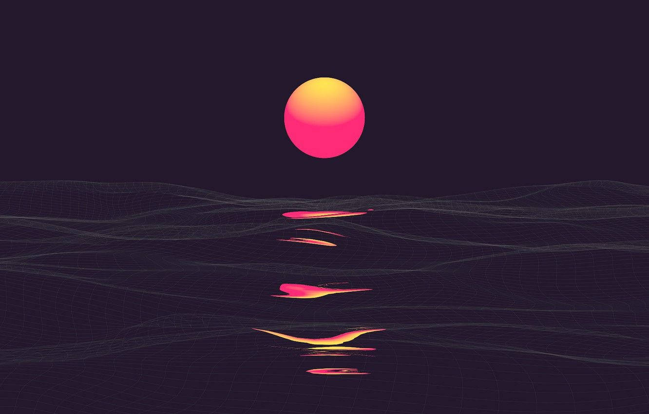 Synthwave Aesthetic Neon Sun Background