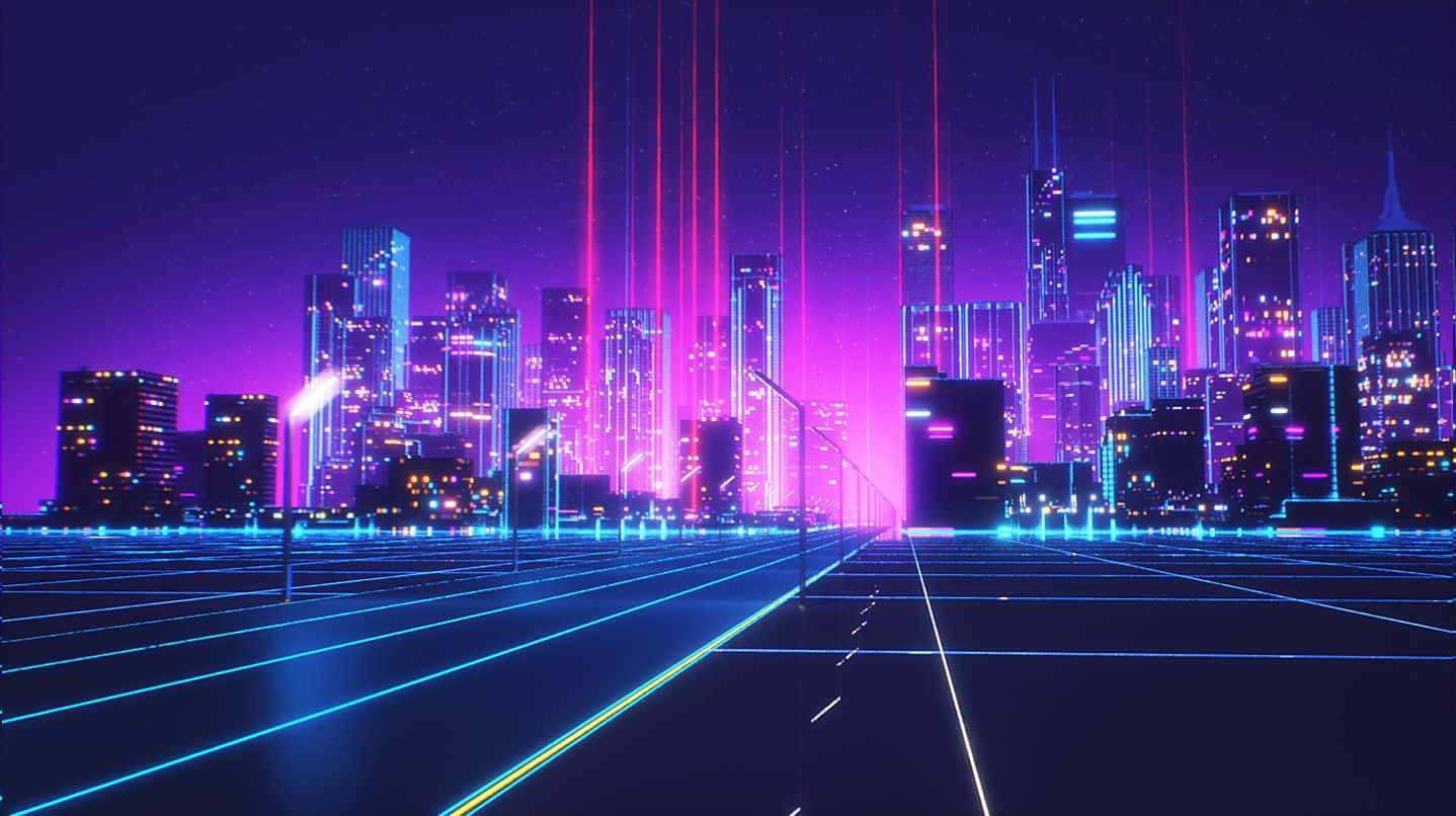 Synthwave City Floor View Background