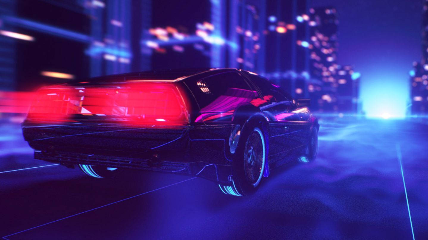 Synthwave City Sports Car Background