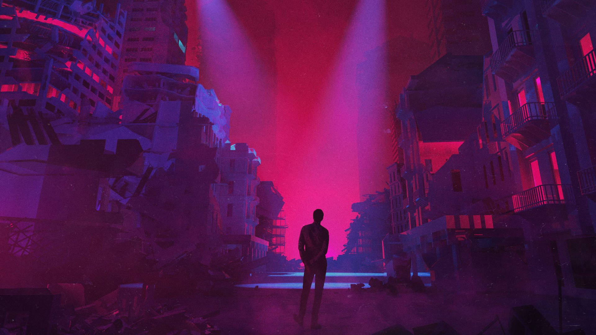 Synthwave Dystopian Scenery Background