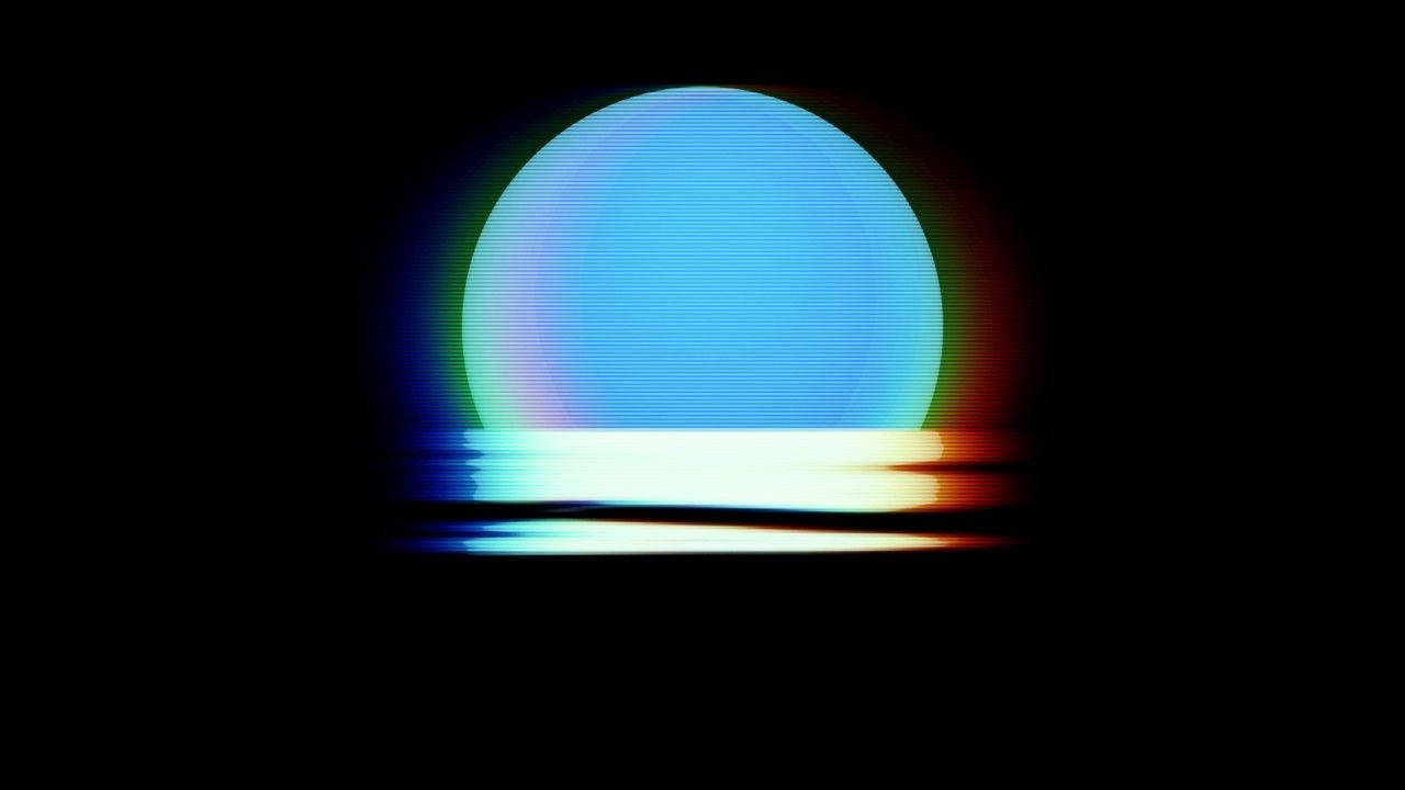 Synthwave Neon Blue Moon Background