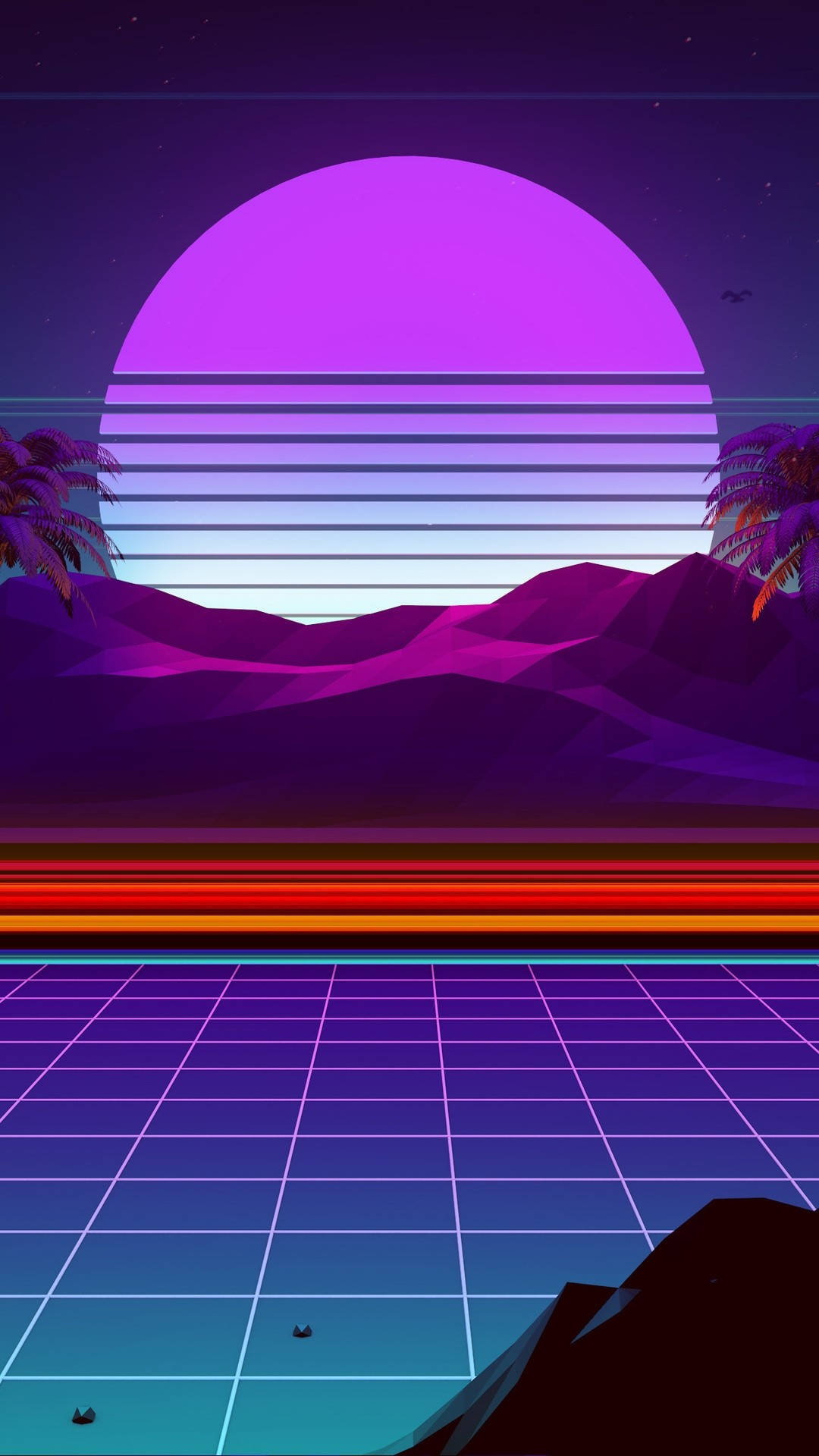 Synthwave Retro Design On Vintage Iphone Background