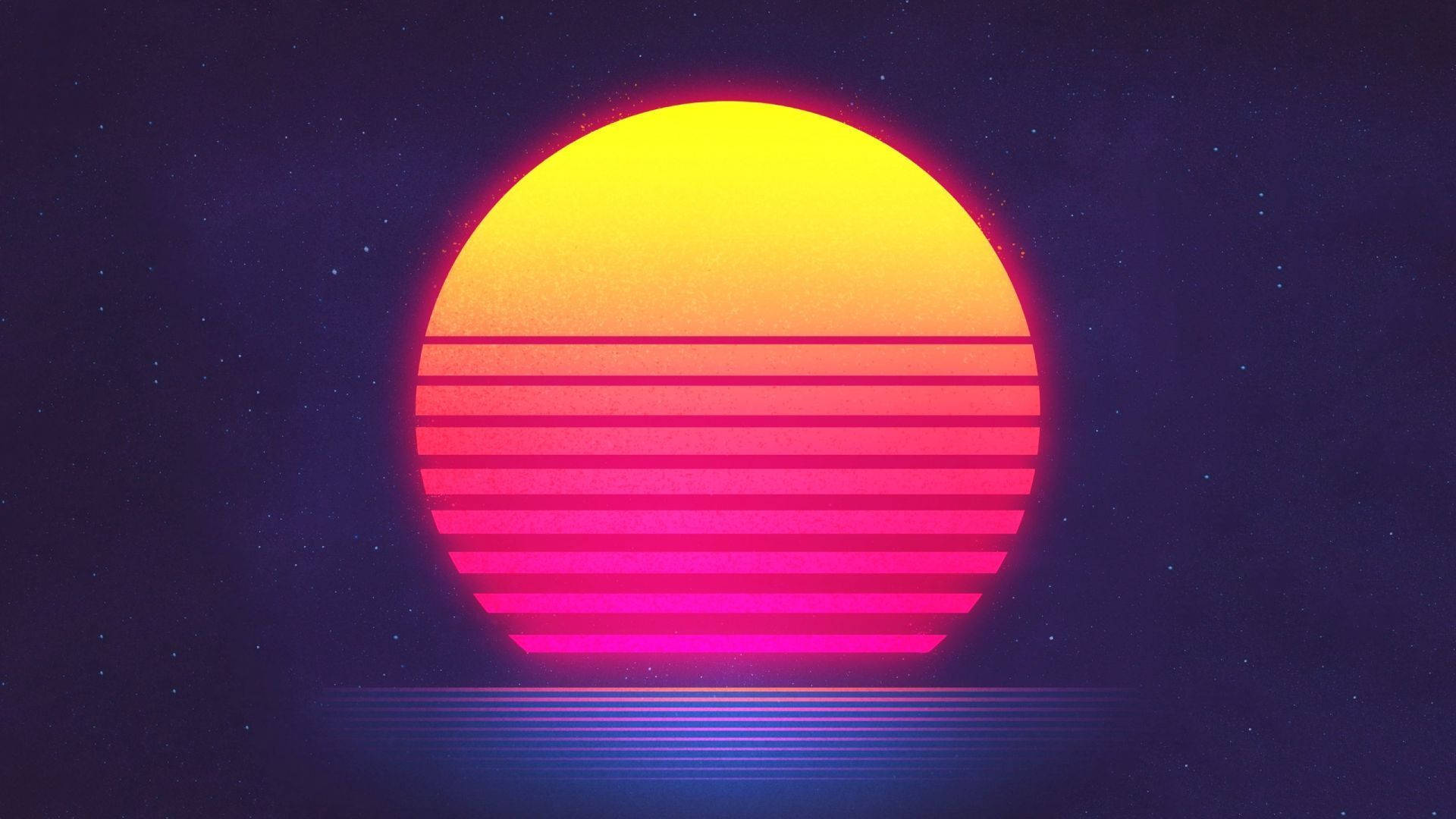 Synthwave Sunset By Sea Background