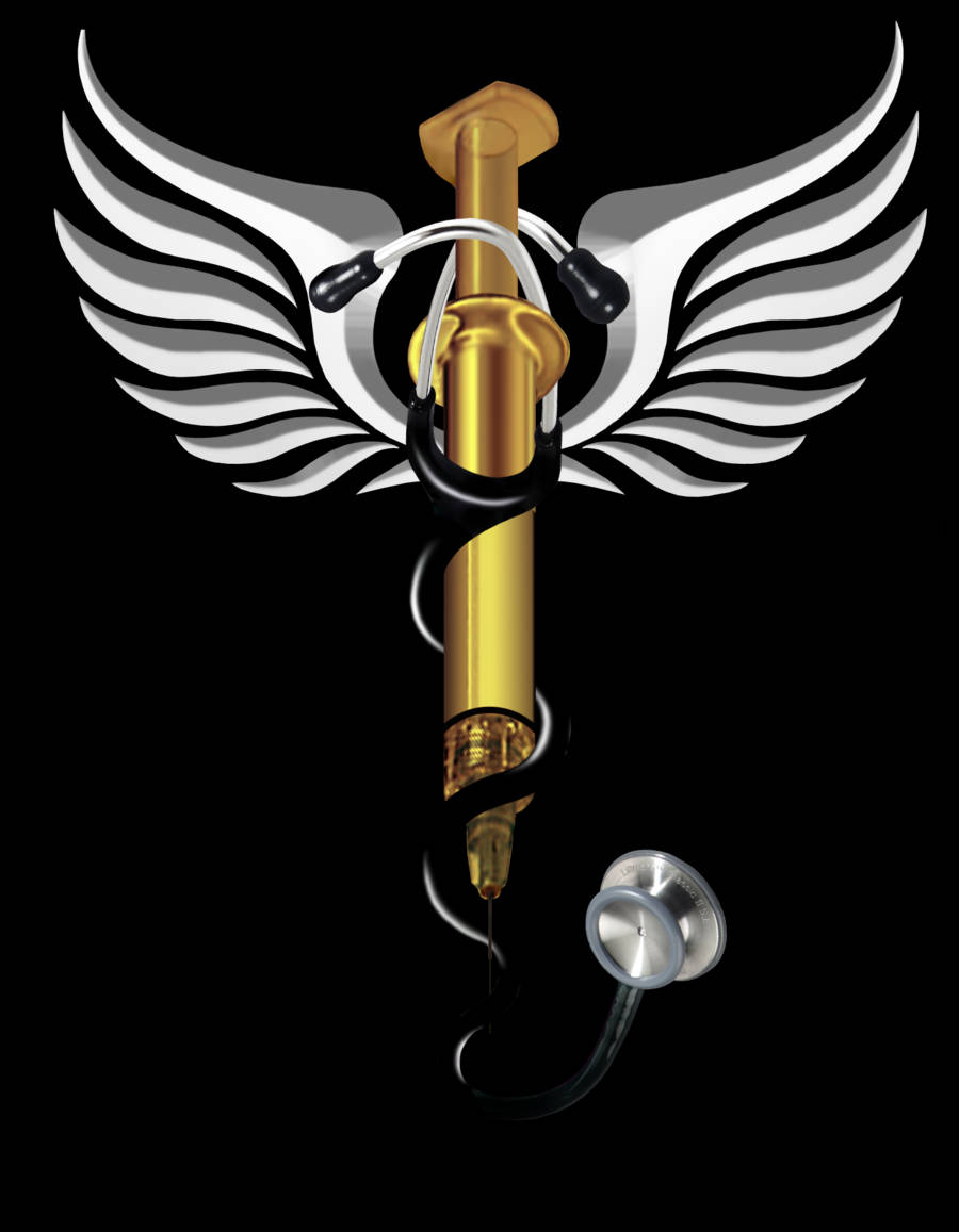 Syringe And Stethoscope Medical Logo