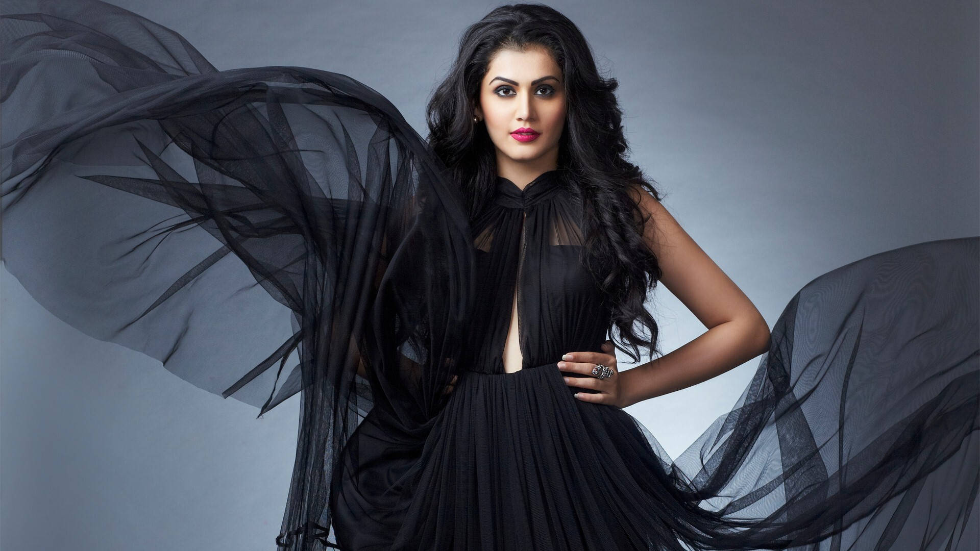 Taapsee Pannu Black Evening Gown Background