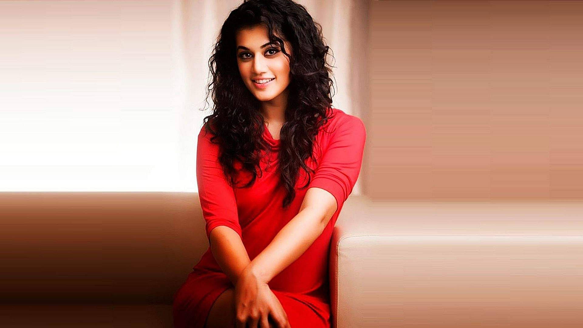 Taapsee Pannu In Red Dress Background