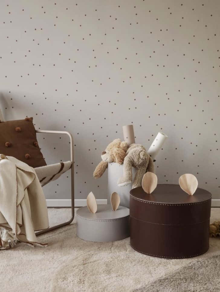 Table And Chair Against A Wall With Subtle Design