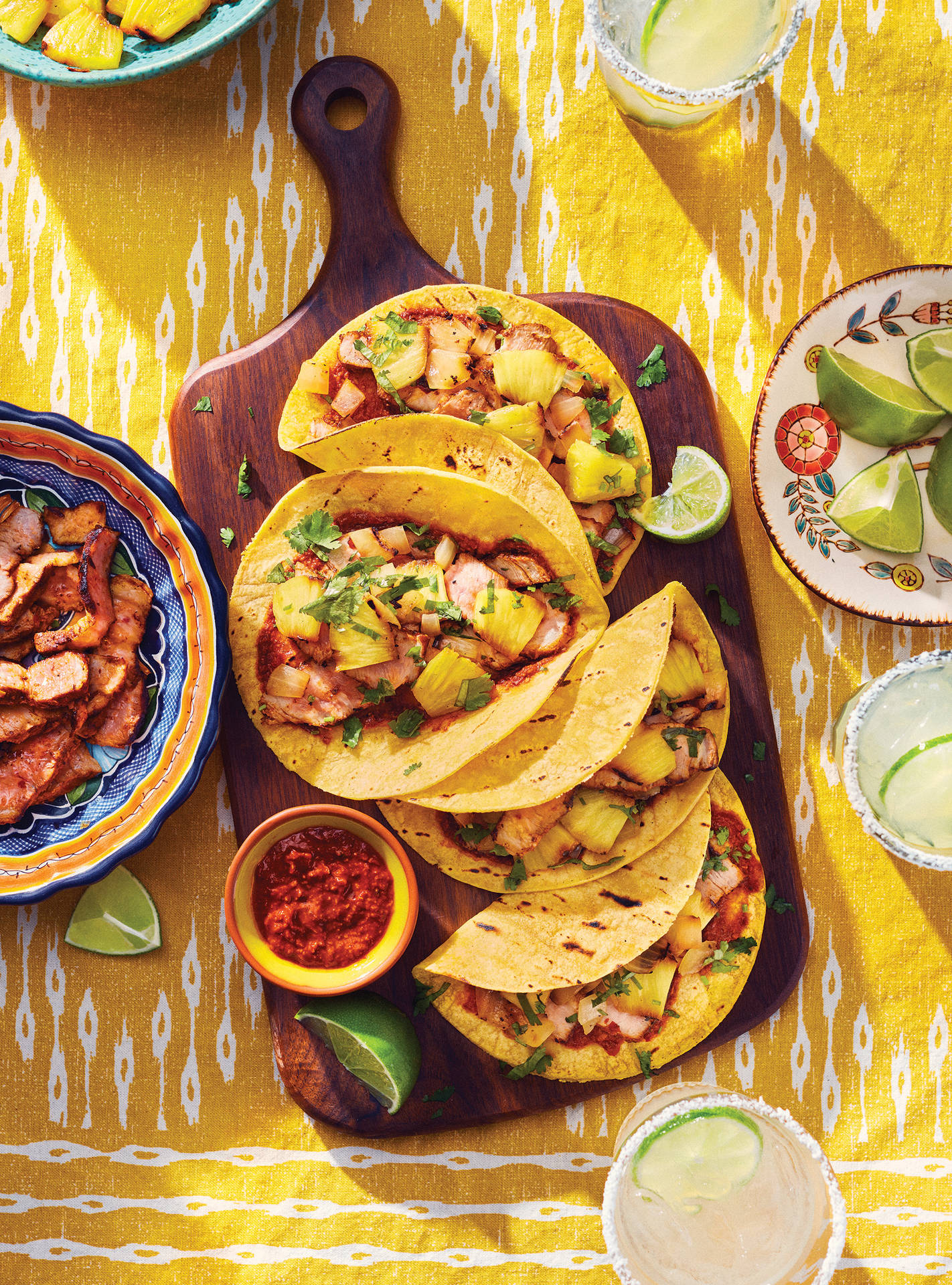 Tacos Al Pastor And Margaritas Background