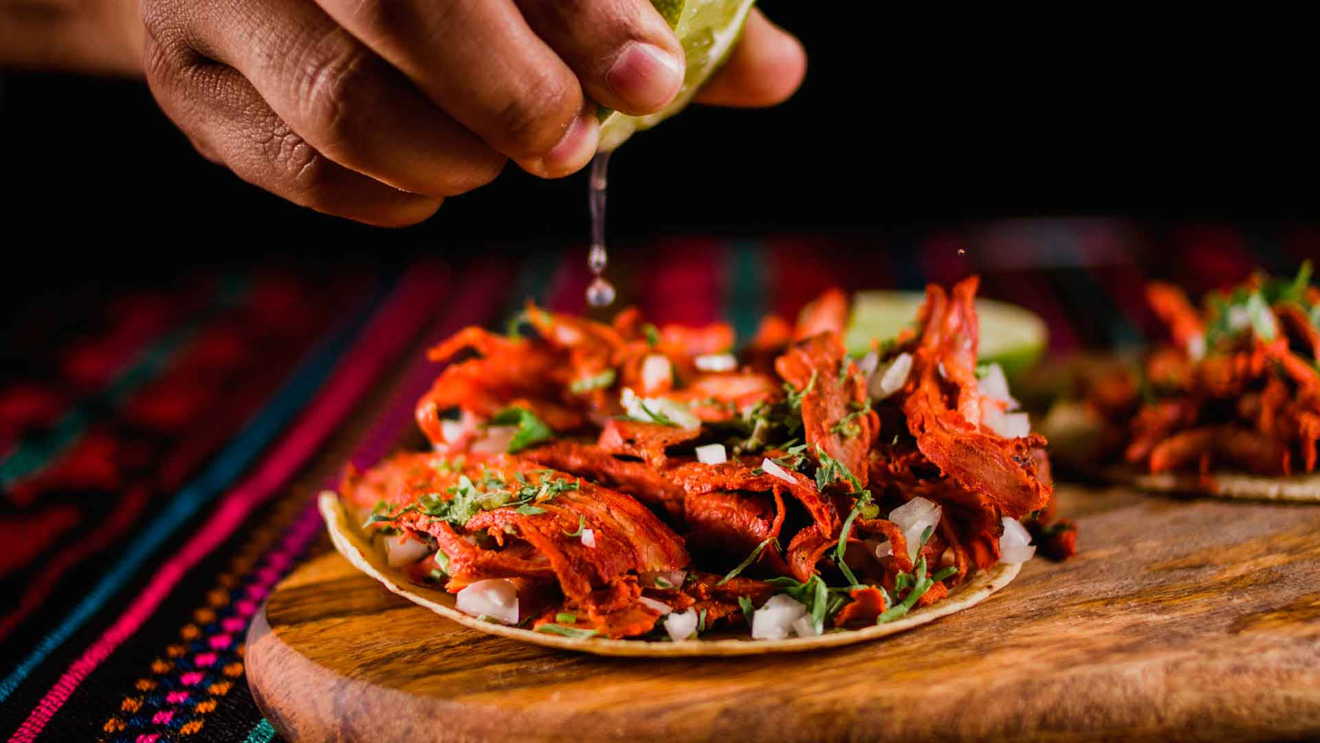 Tacos Al Pastor Dashed With Lime Background