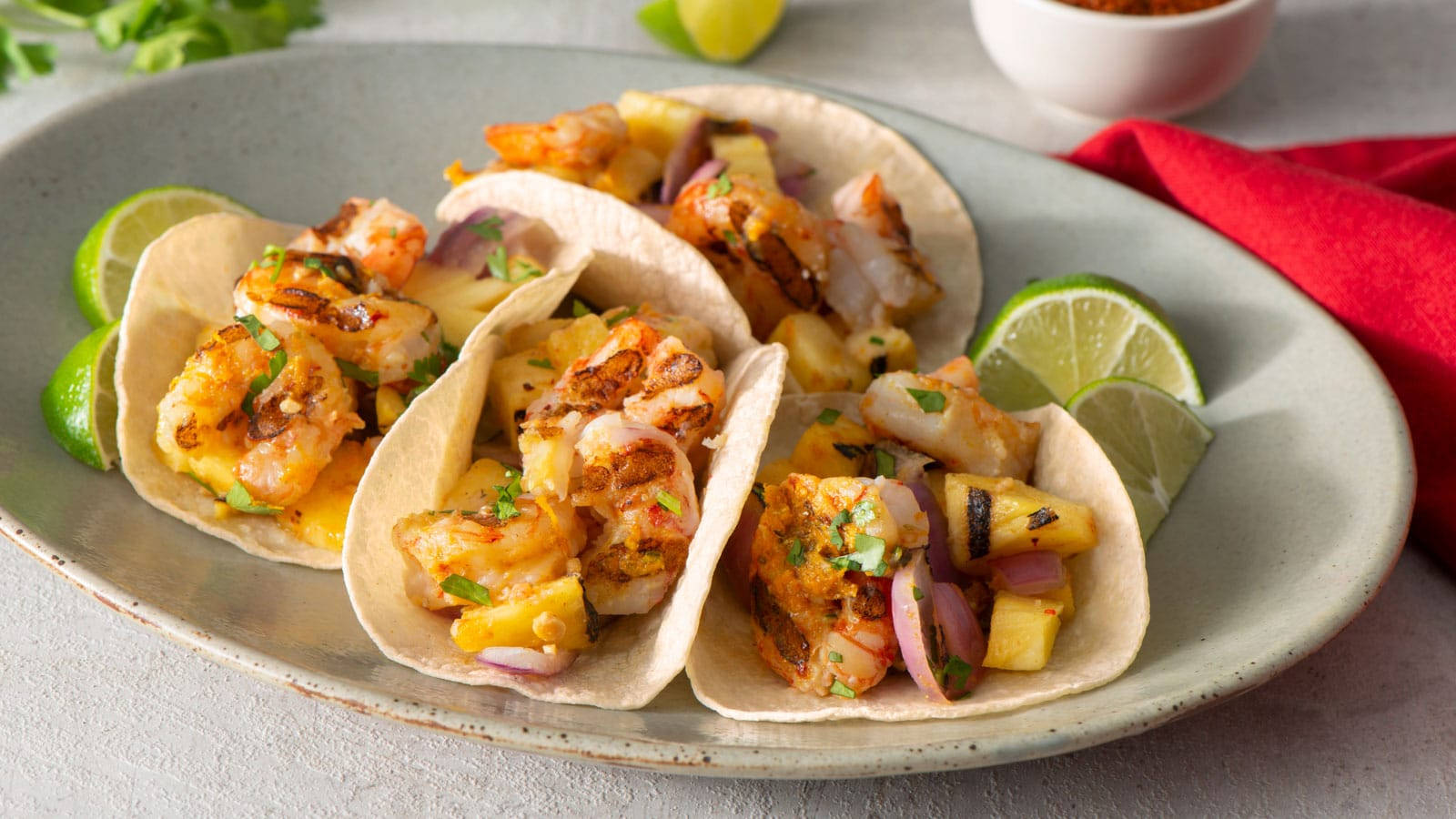 Tacos Al Pastor On Ceramic Plate Background