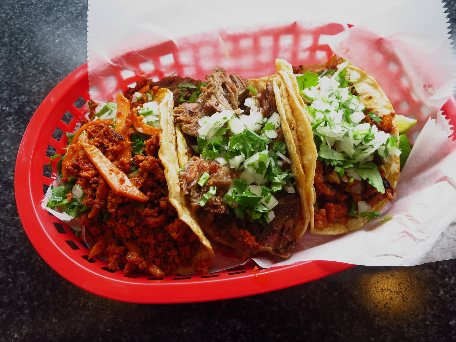 Tacos Al Pastor Red Plastic Tray Background