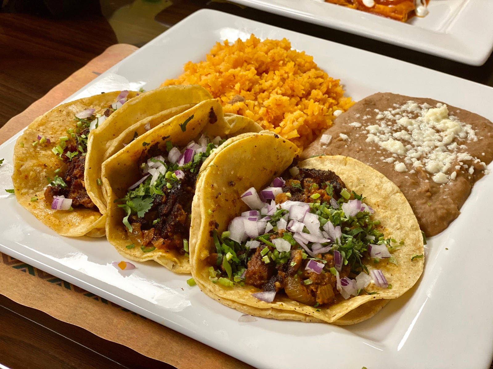 Tacos Al Pastor Rice Platter Background