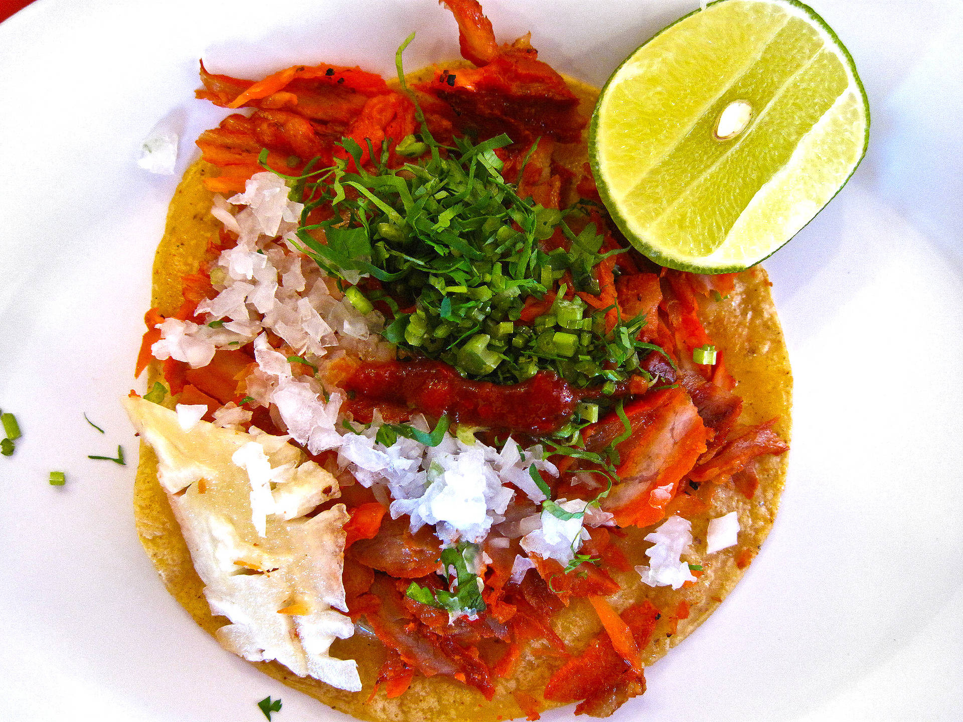 Tacos Al Pastor Served With Lime Background