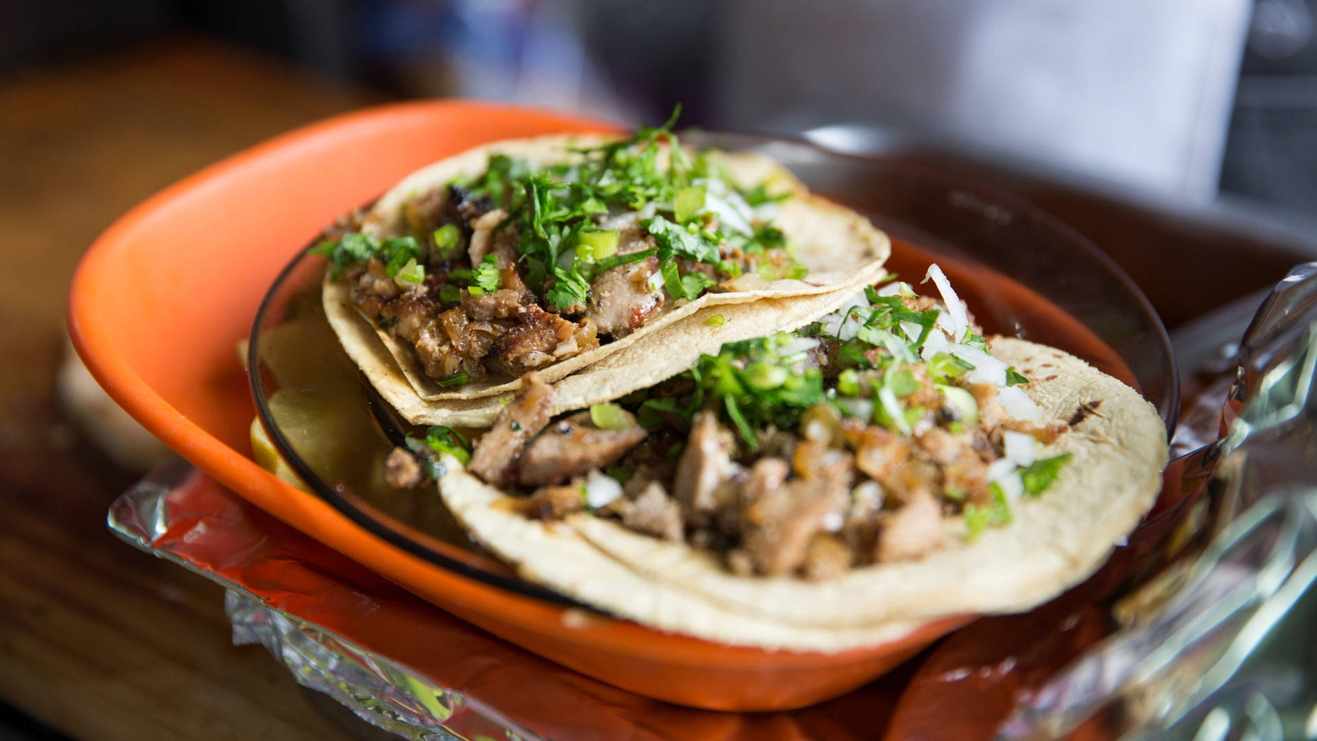 Tacos Al Pastor With Fresh Tortillas Background