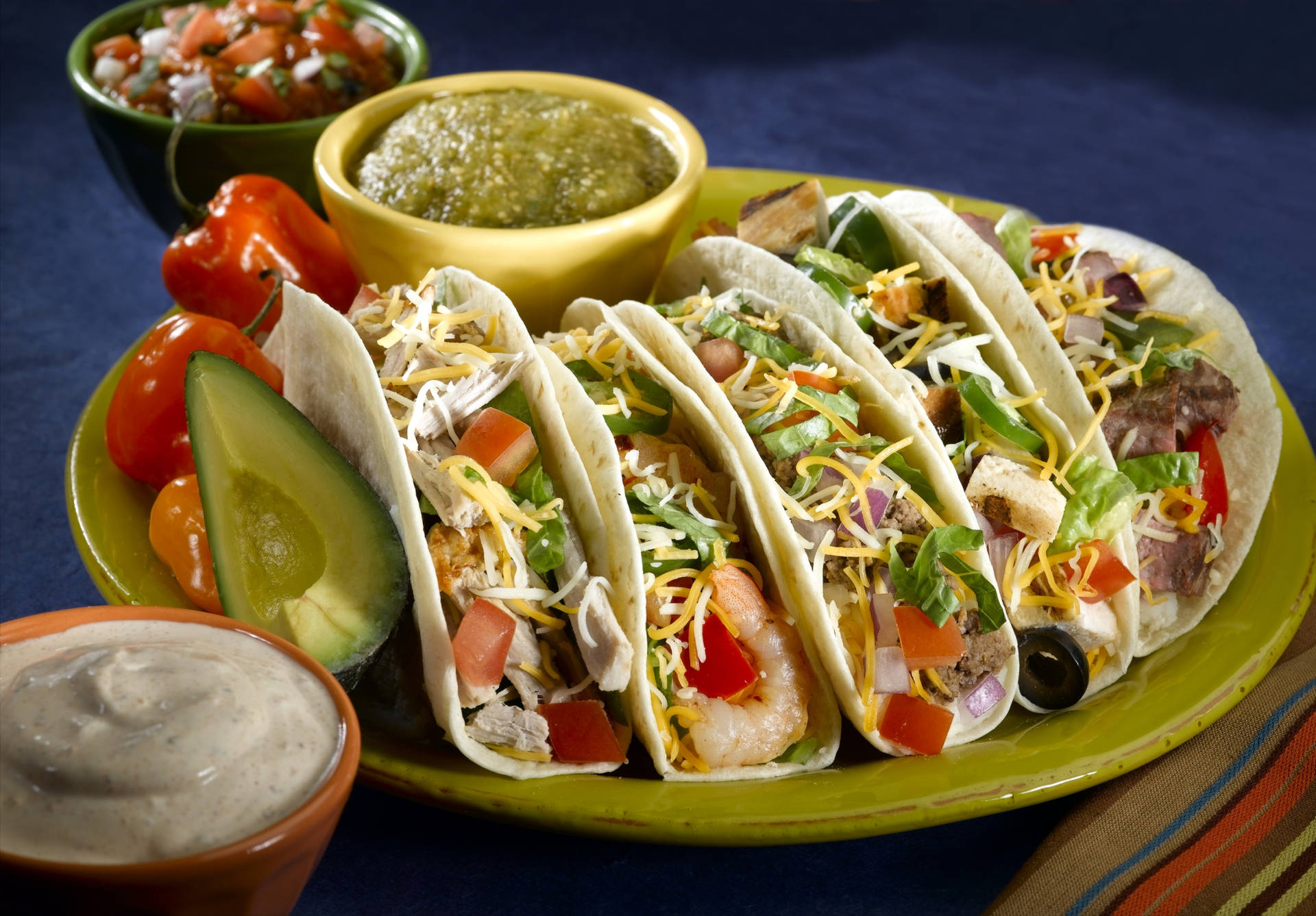 Tacos Al Pastor With Guacamole Background