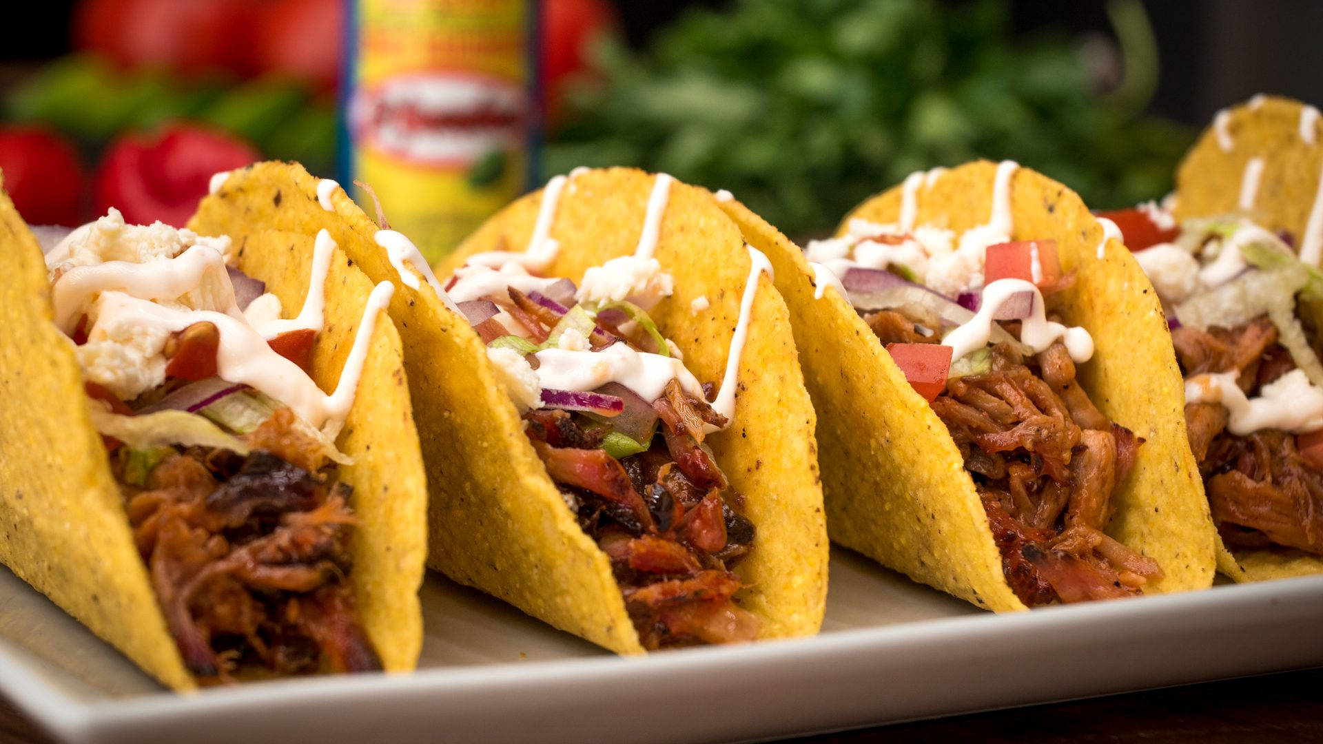 Tacos Al Pastor With Yellow Tortillas Background