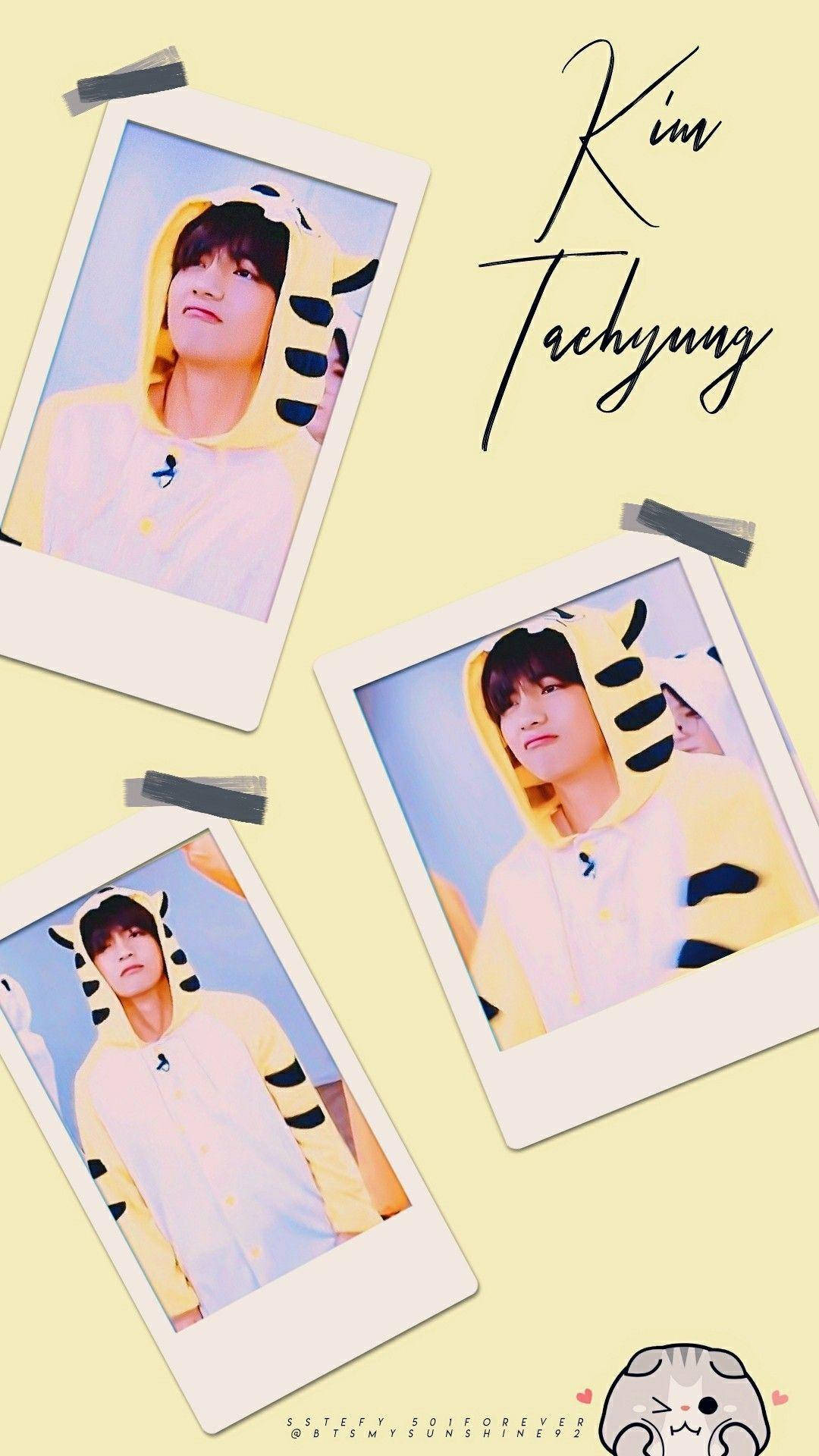 Taehyung Cute Polaroid Pictures Background