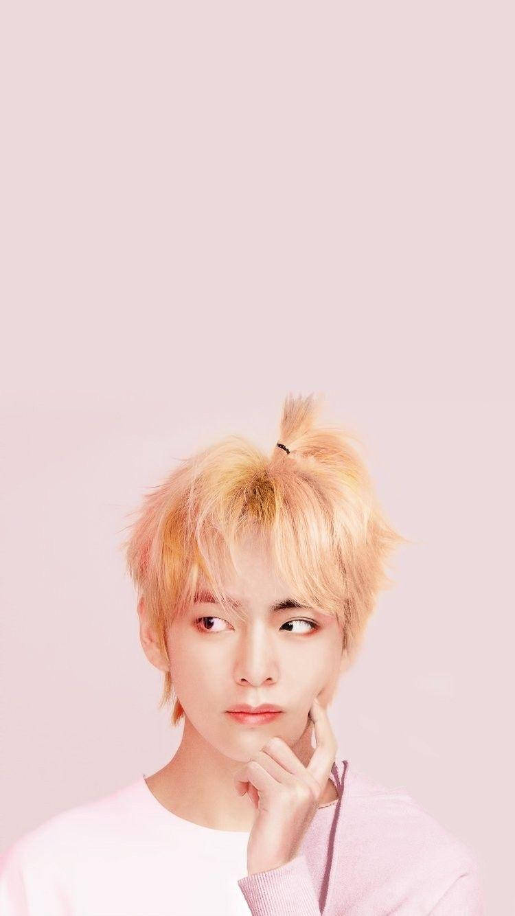 Taehyung Cute With Blonde Hair Background