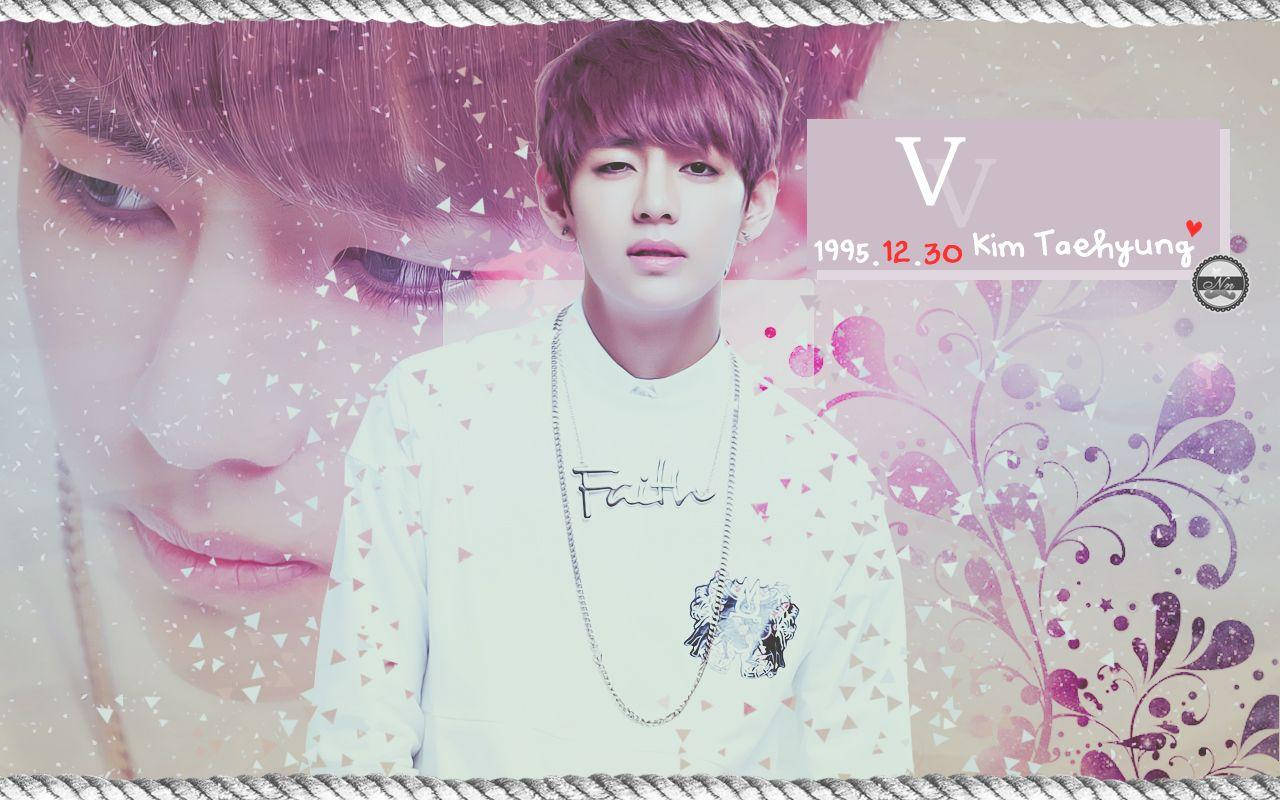 Taehyung Cute With Floral Design Background