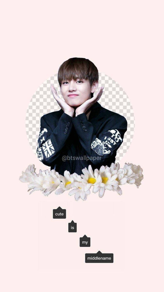 Taehyung Cute With Flower Design Background