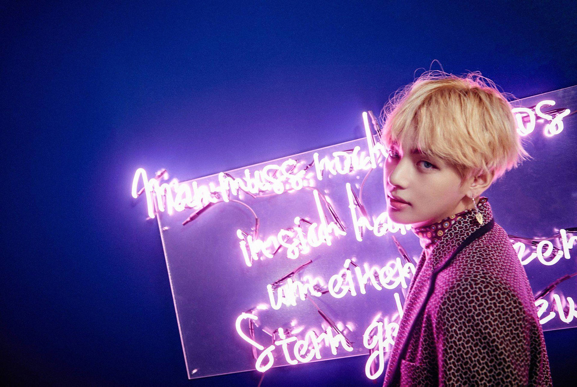 Taehyung Cute With Neon Lights Background
