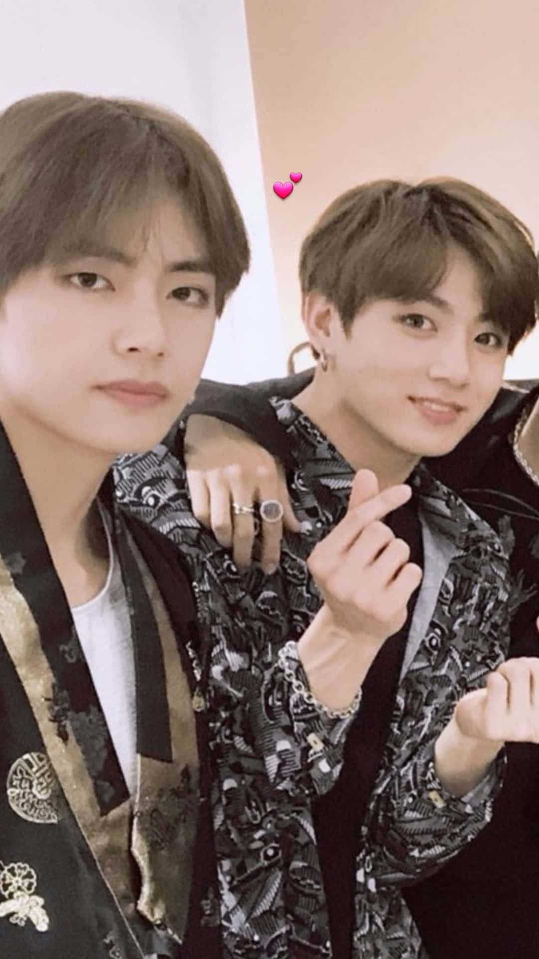 Taehyung Jungkook Bts Finger Heart Background