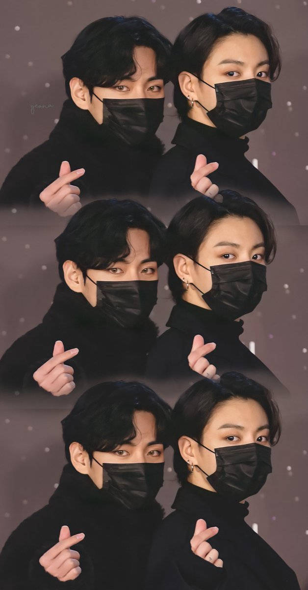 Taekook Bts Black Masks Background