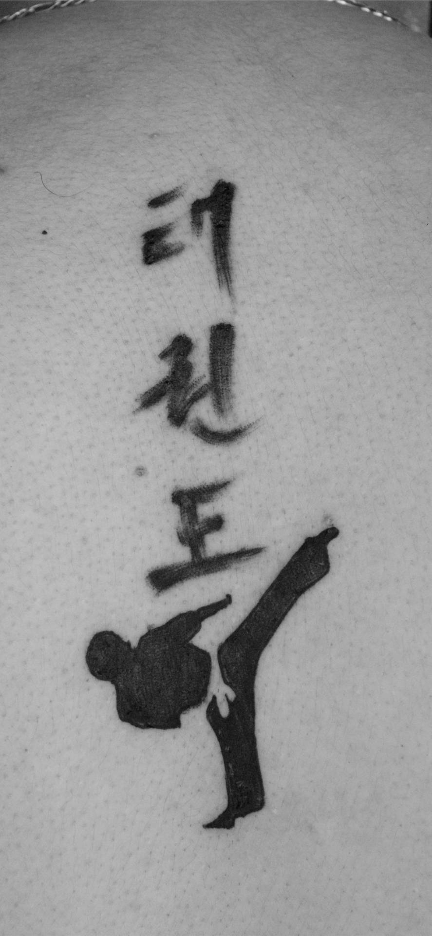 Taekwondo Sport Black And White Korean Tattoo Background