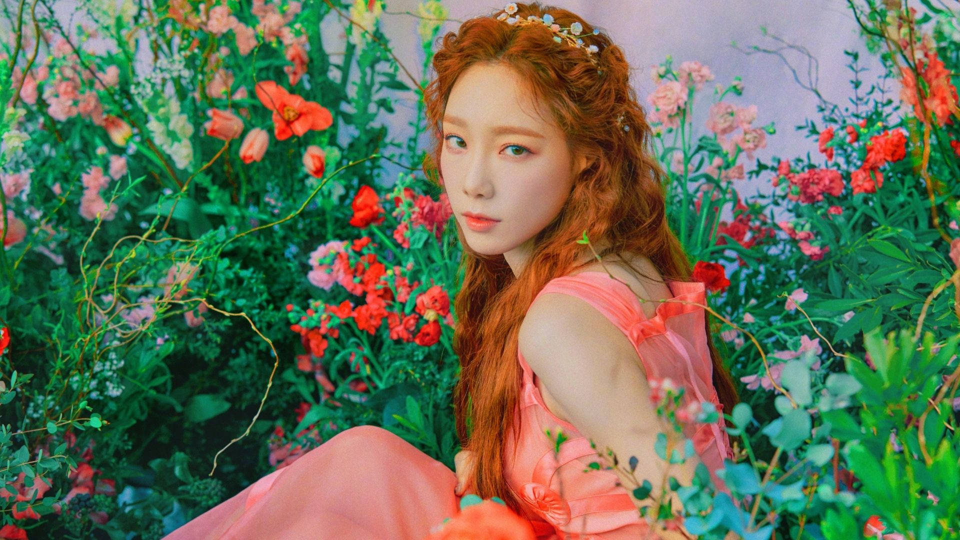 Taeyeon With Flowers Background