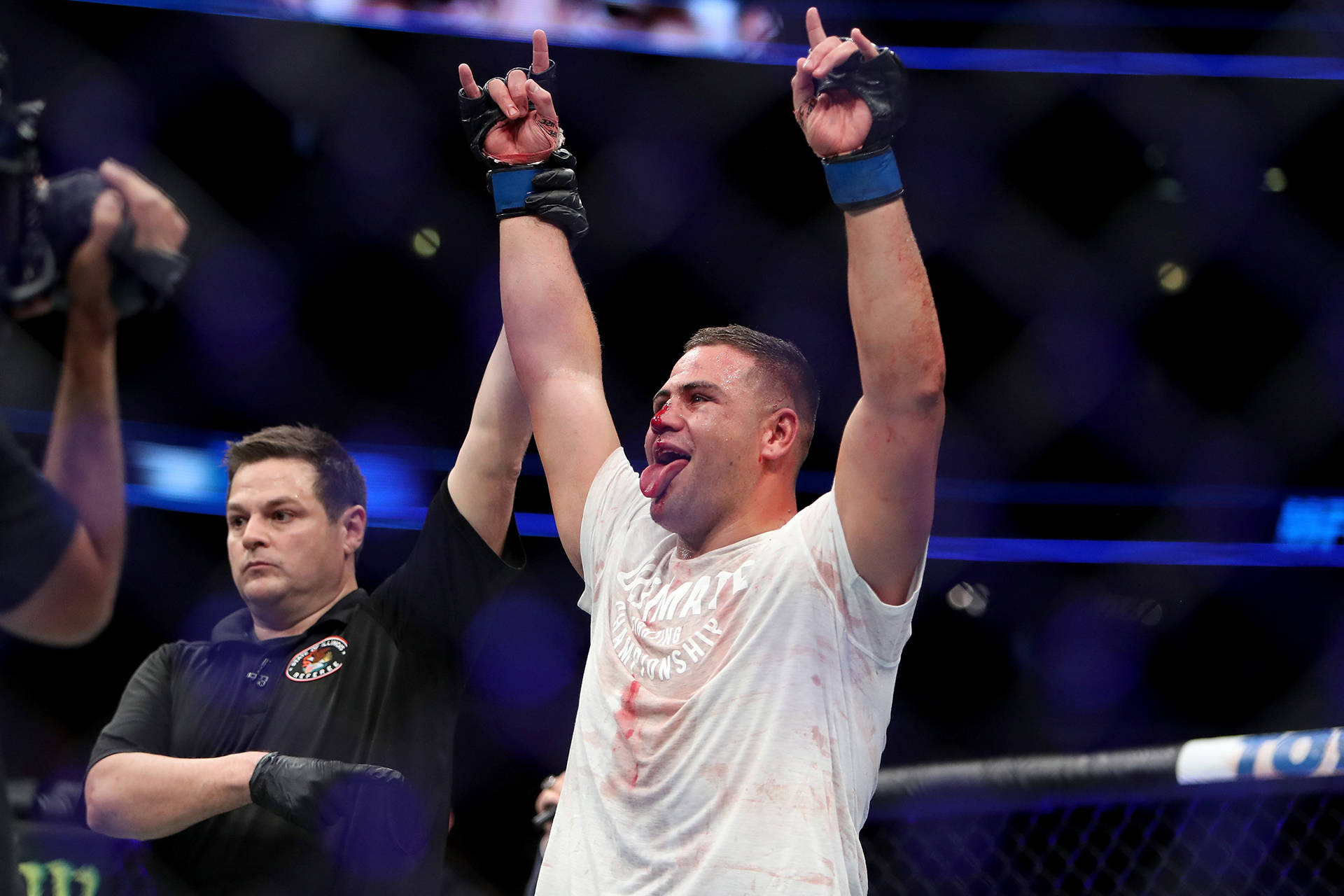 Tai Tuivasa Celebrates Victory Against Andrei Arlovski Background