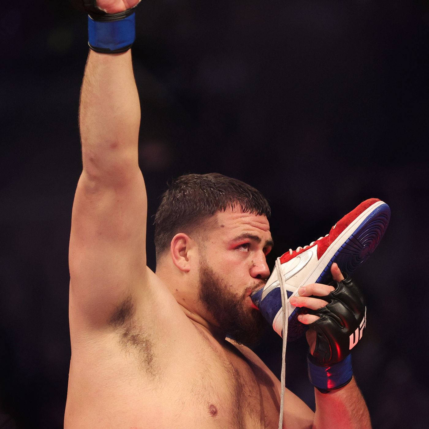 Tai Tuivasa Drinking From Shoe With Raised Arm