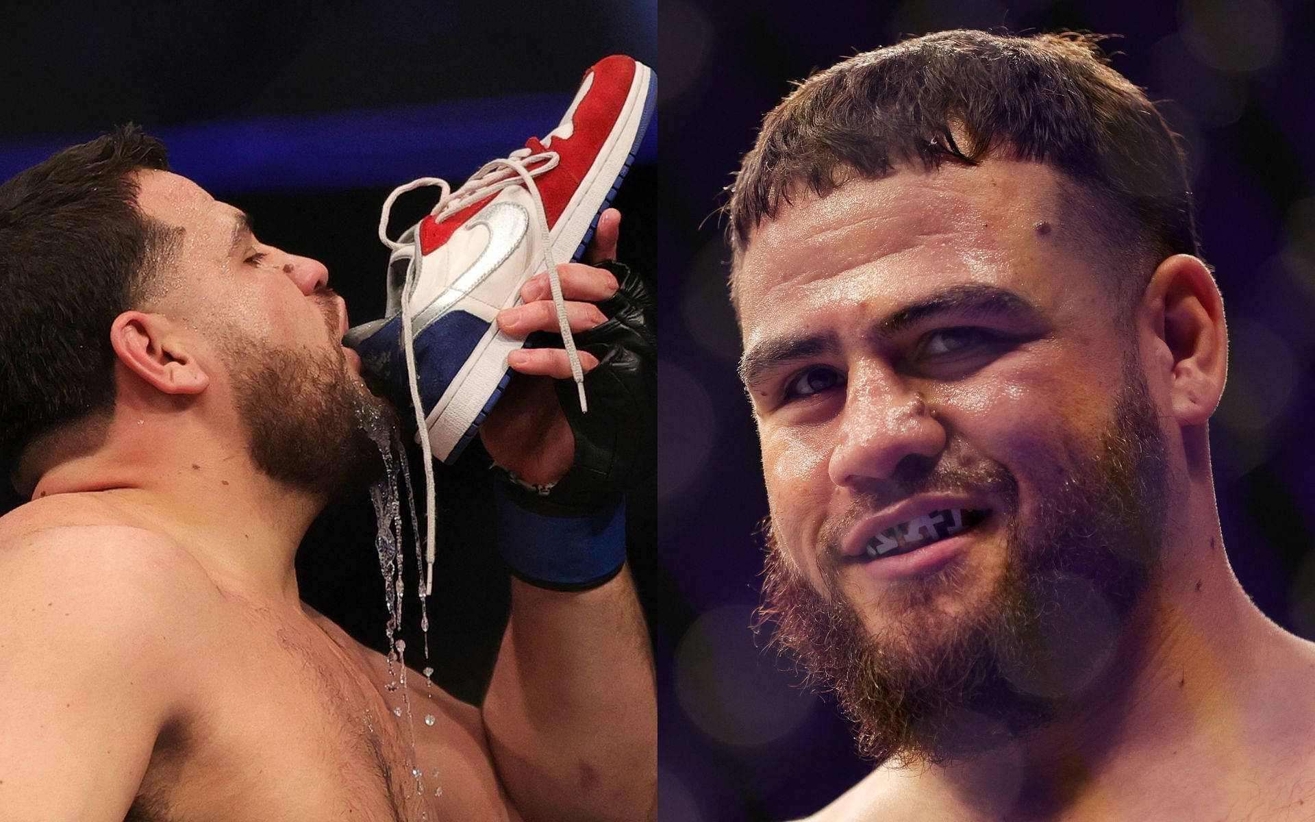 Tai Tuivasa Drinking Next To Portrait Background