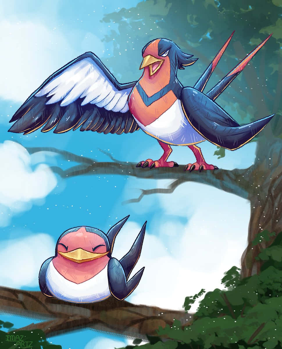 Taillow And Swellow Tree Branch Background
