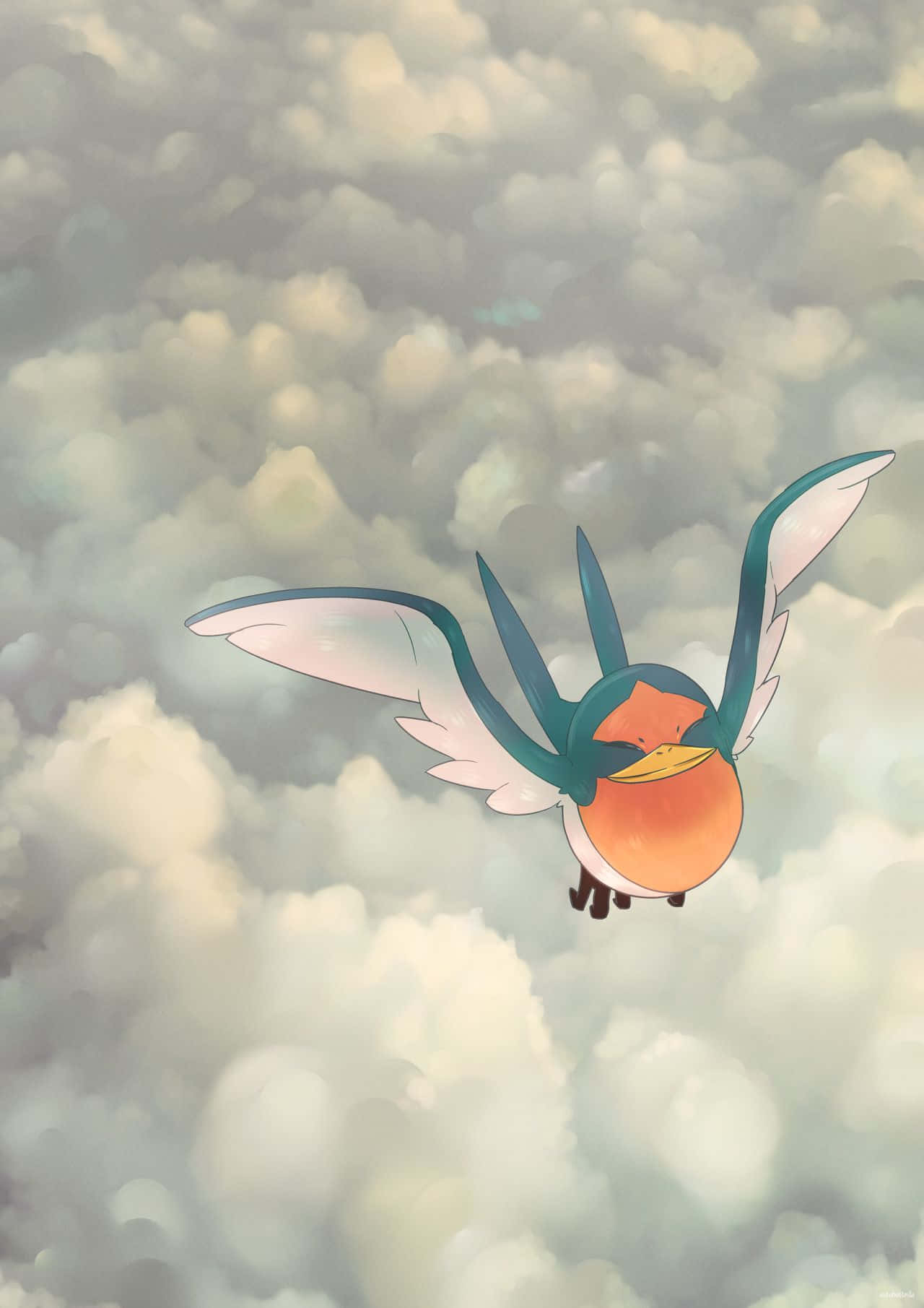Taillow Flying Dark Sky Background