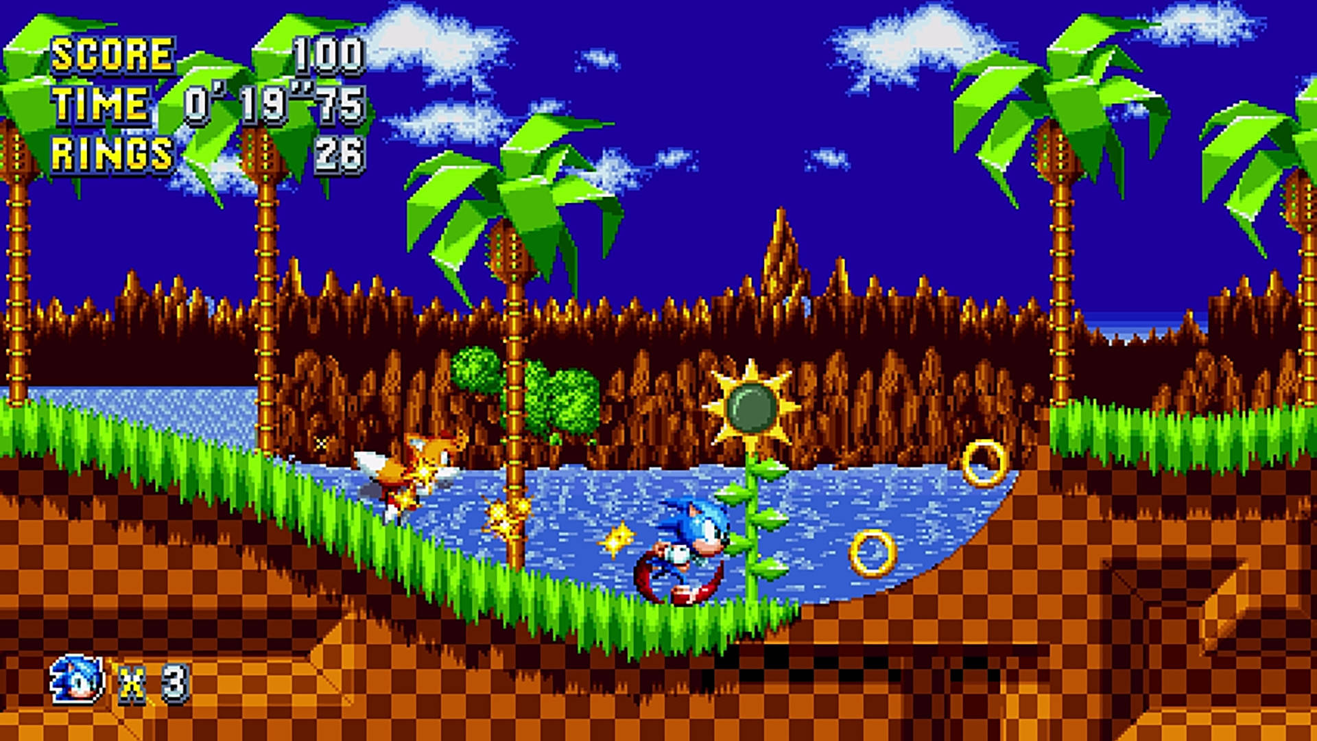 Tails And Sonic In Green Hill Zone Background