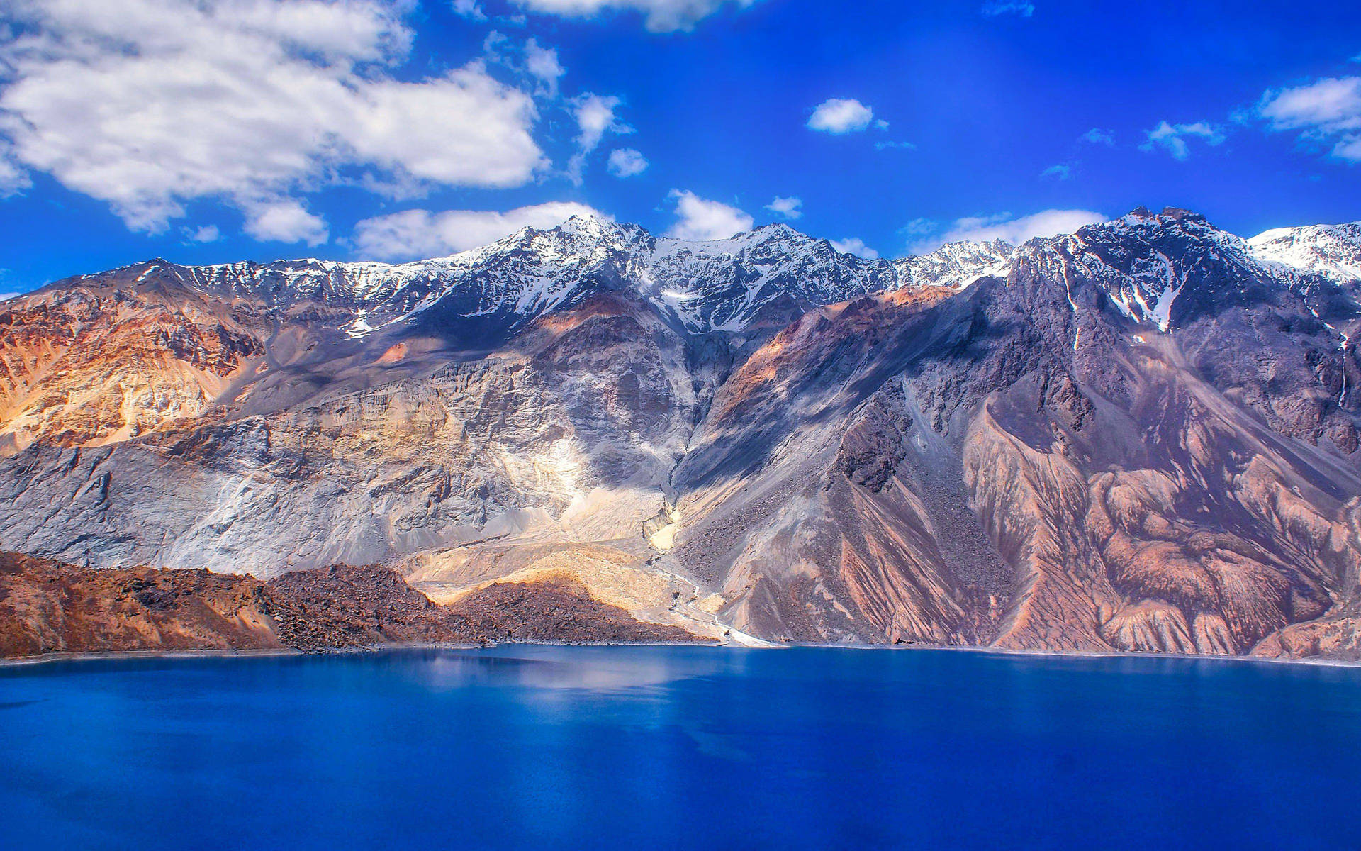 Tajikistan Blue Lake And Sky Background