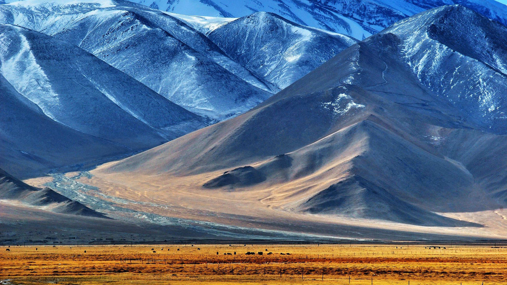 Tajikistan Blue Mountain Ranges Background