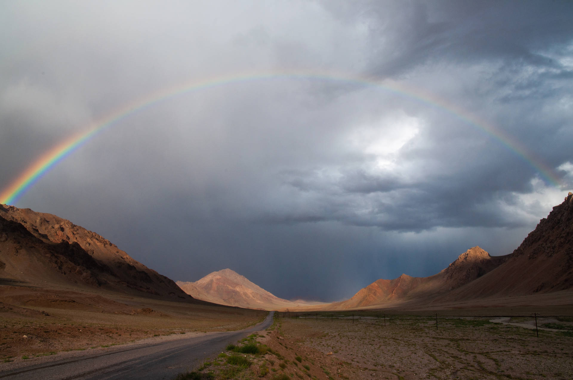 Tajikistan Brown Hills And Rainbow