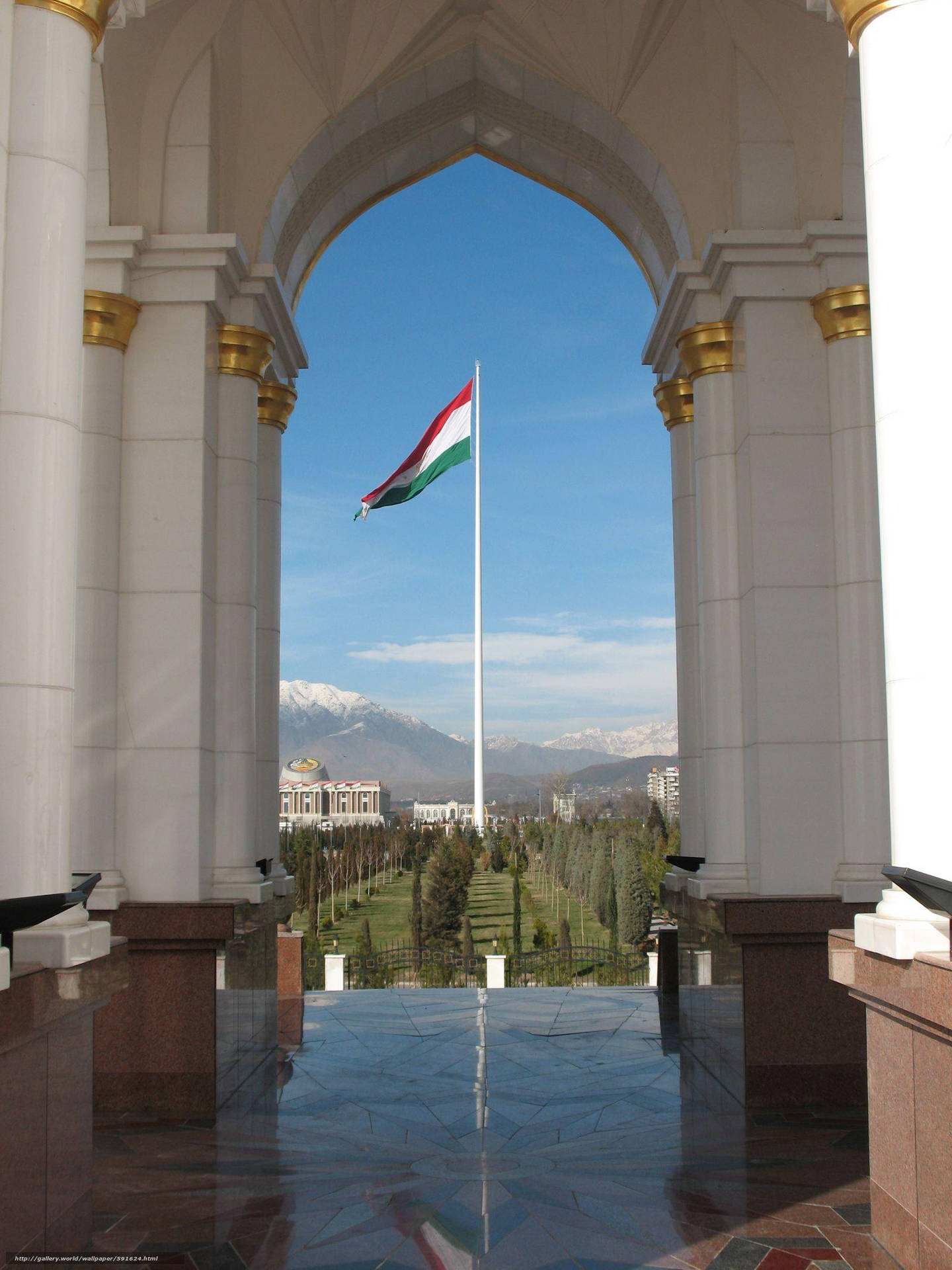 Tajikistan Flag Outside Hall