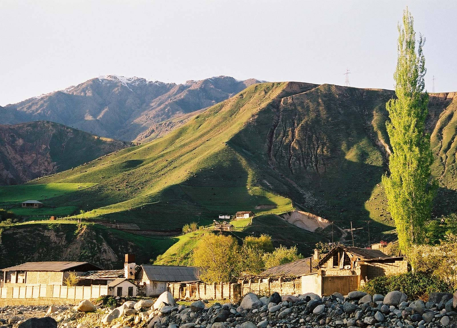 Tajikistan Green Mountain Ranges Background