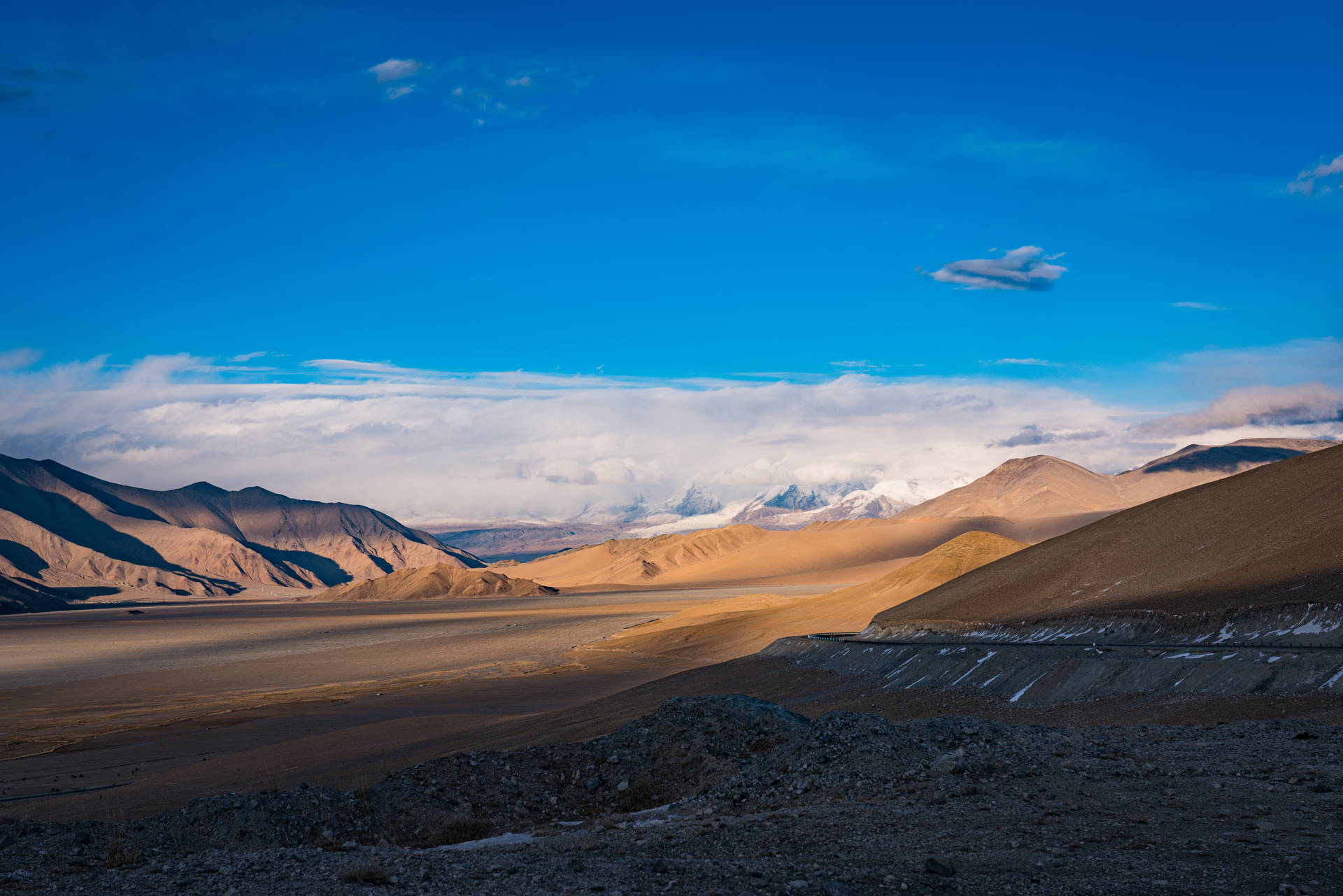 Tajikistan Hills And Blue Sky Background